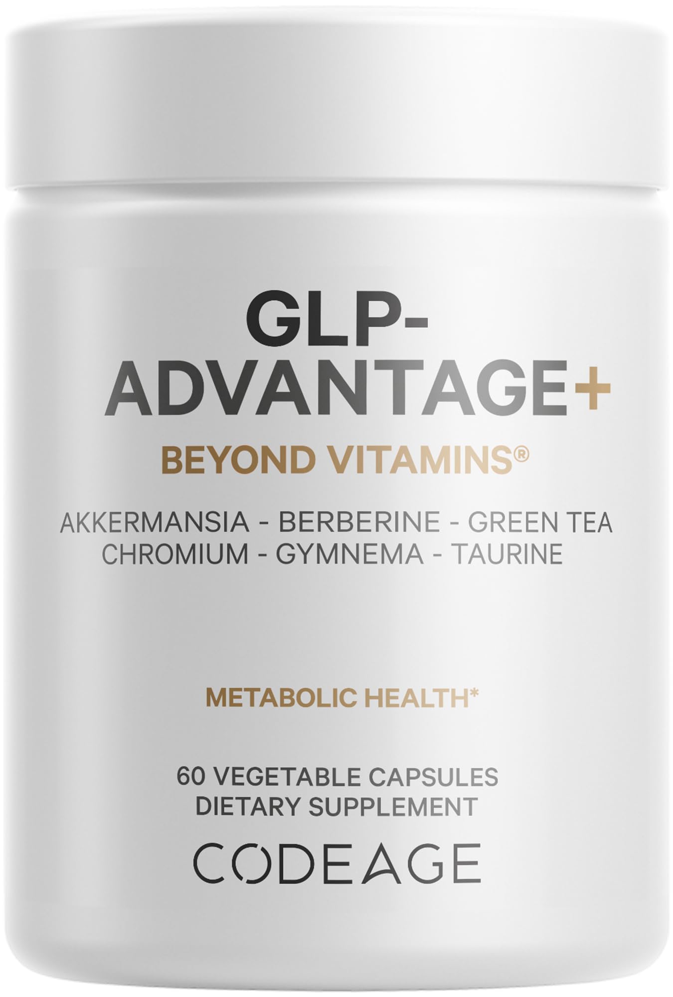 Codeage GLP-Advantage+ Supplement for Metabolic & GLP-1 Support with Chromium, Berberine, Green Tea Extract - Weight Management & Gut Health Formula - Non-GMO, 60 Capsules - Ideal for Daily Wellness & Healthy Lifestyle