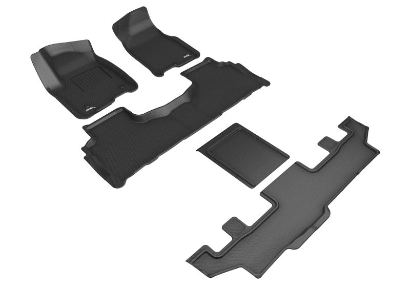 3D Maxpider Custom Fit Floor Mats for 2021-2024 GMC Yukon XL 7-Seater - Kagu Black (Models R1 R2 R3) | All-Weather Protection & Premium Car Interior Accessories for SUVs