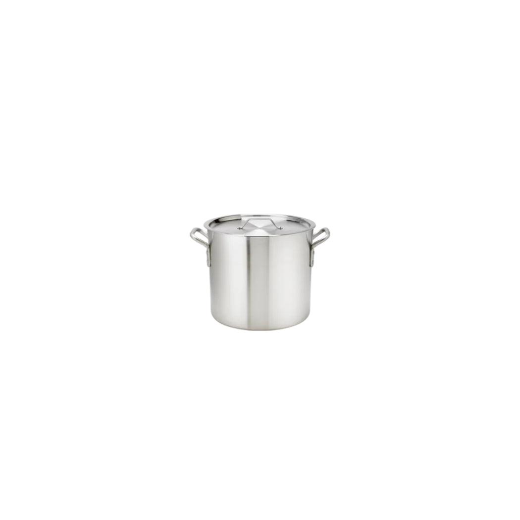 Browne 8 Quart Aluminum Stock Pot - Large Cooking Pot for Soups, Stews, Pasta & Canning - Professional Grade Kitchen Cookware for Home & Restaurant Use