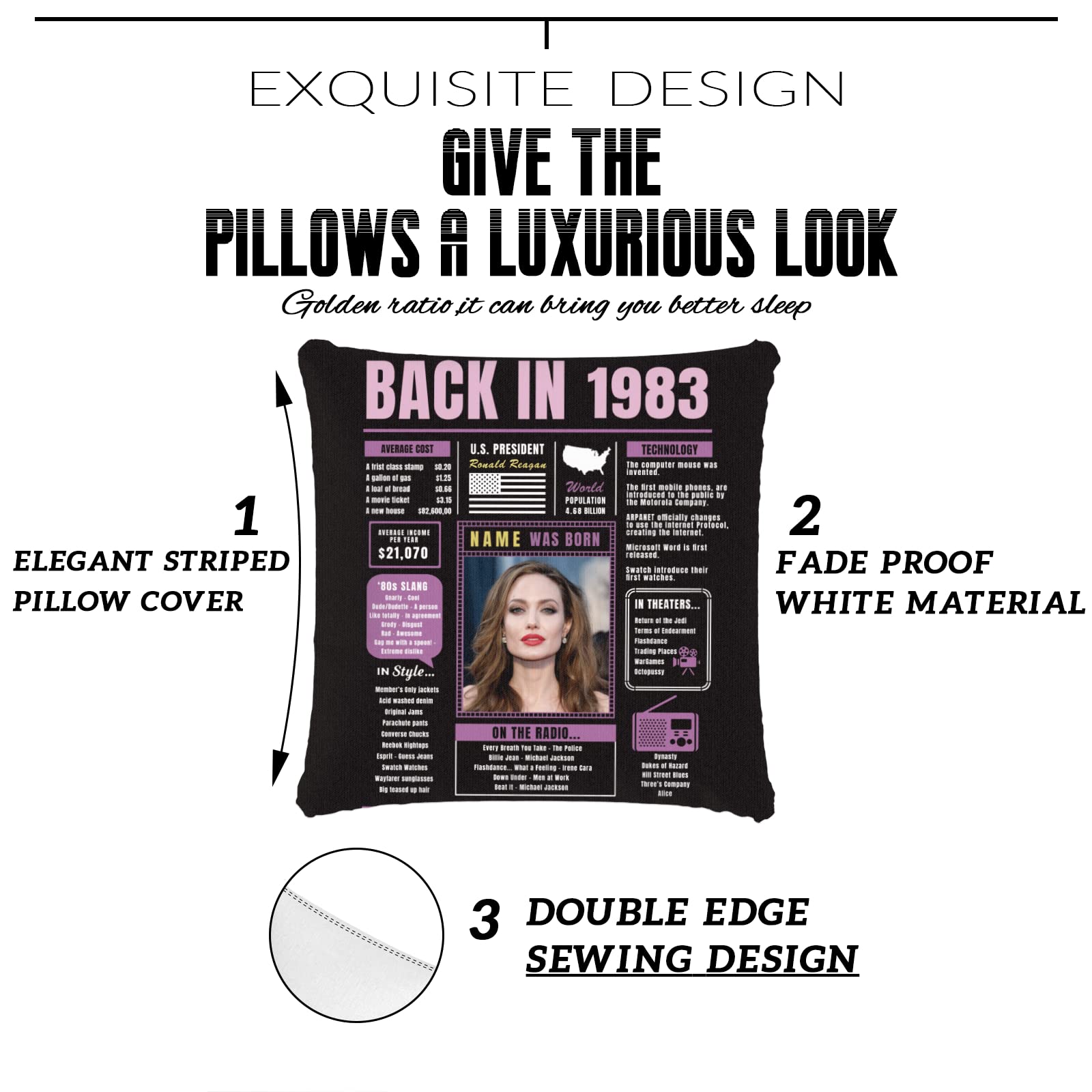 Custom Purple 41st Birthday Throw Pillow - Super Soft 1983 Themed Gift for Women & Men - Perfect for Sofa Decor, Party Favors & Anniversary Celebrations