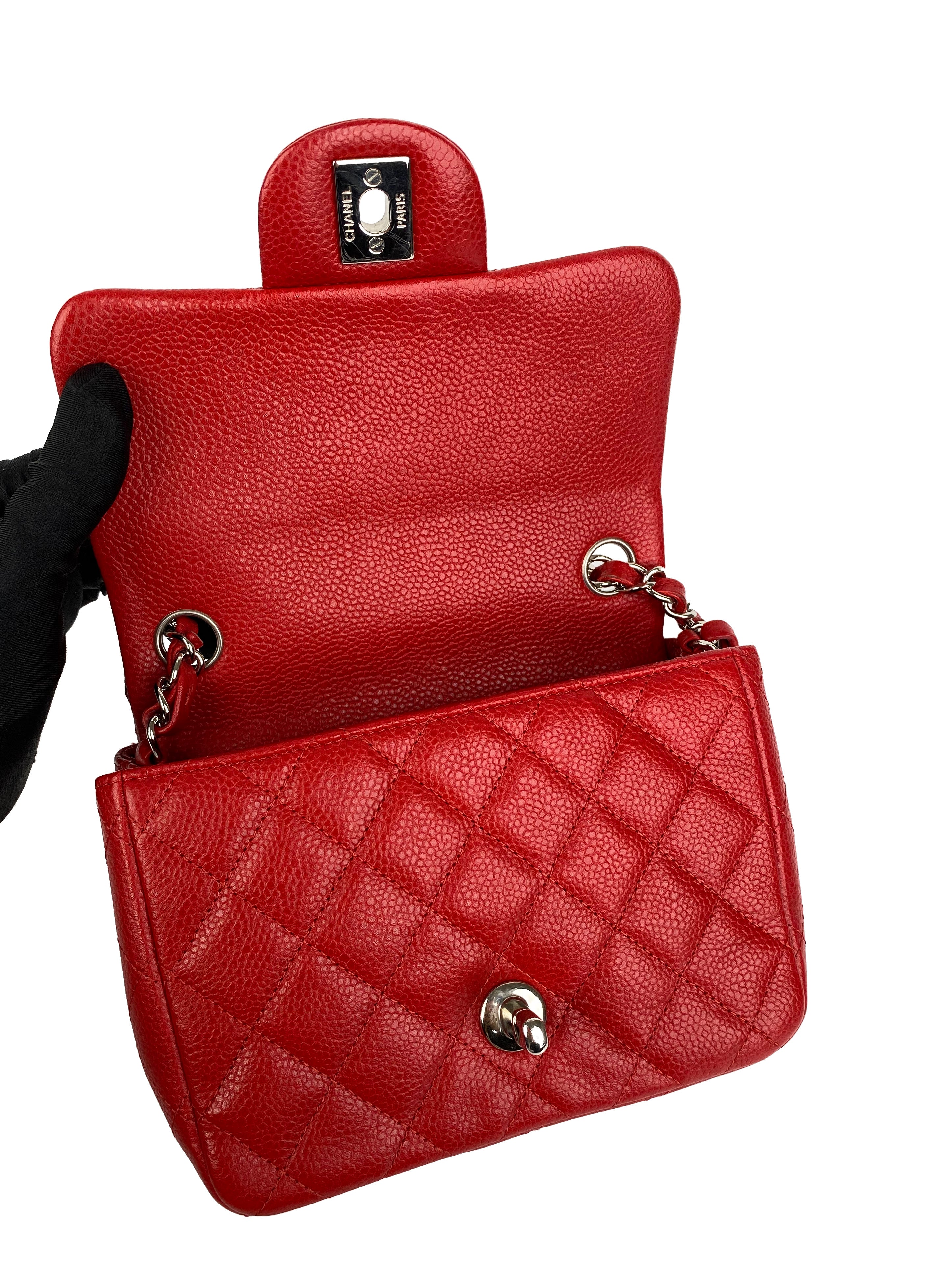Chanel Mini Red Square Flap Bag - Luxury Crossbody Purse for Women | Perfect for Date Night, Parties & Special Occasions