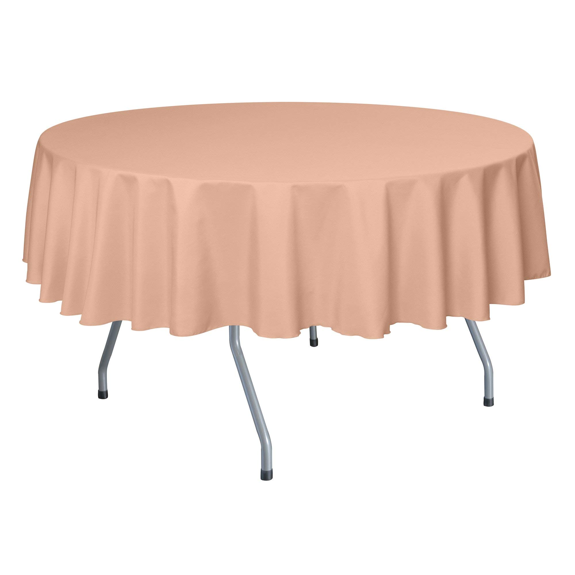 3-Pack 60-Inch Round Polyester Linen Tablecloth for Dining Tables - Wrinkle-Resistant Peach Table Cover for Weddings, Parties & Home Decor (Fits Tables Under 60-Inch Diameter)
