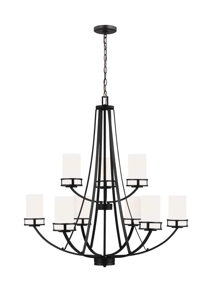Generation Lighting 9-Light Robie Chandelier in Midnight Black (3121609-112) - Modern Ceiling Light Fixture for Dining Room, Living Room & Bedroom Decor | Uses A19 Standard or LED Bulbs | Perfect for Contemporary Home Lighting & Interior Design