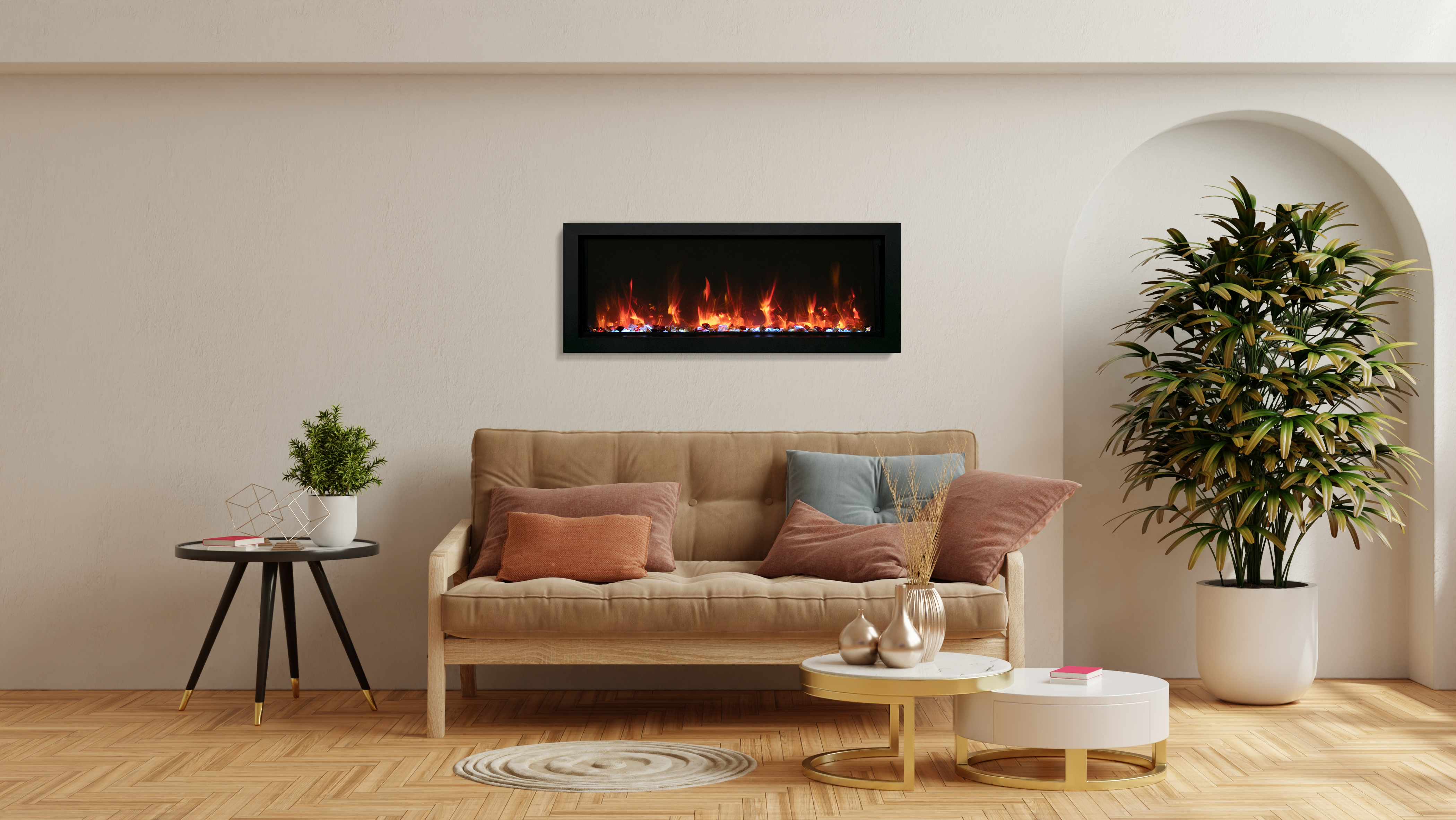 Amantii BI 40 SLIM OD Smart Electric Fireplace - Indoor/Outdoor Linear Design for Modern Homes | Perfect for Living Rooms, Patios & Decks