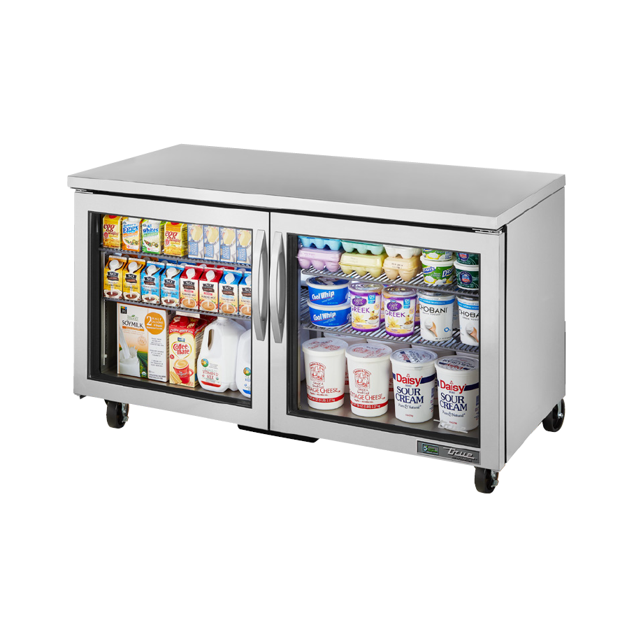 True 60 Undercounter Refrigerator with 2 Glass Doors - TUC 60G | Compact Commercial Fridge for Bars, Restaurants & Home Kitchens