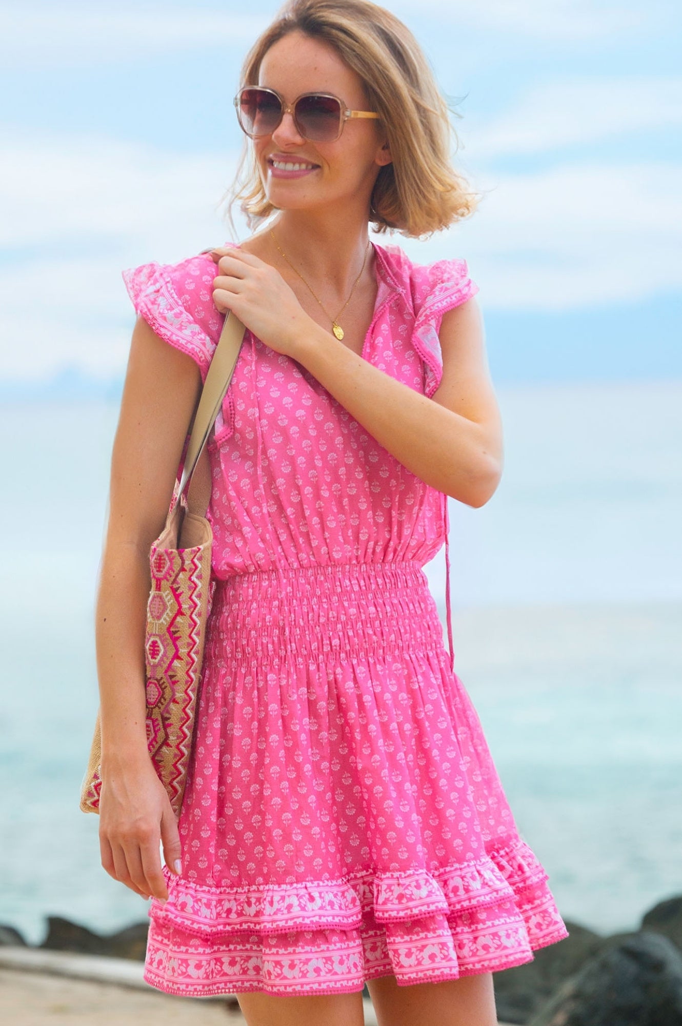 Lixus Mini Organic Cotton Dress for Baby Girls - Soft Floral Pink Outfit | Perfect for Birthday Parties, Photo Shoots & Everyday Wear
