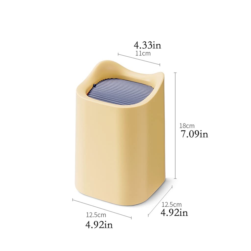 TOMYEUS Mini Desktop Trash Can - Small Plastic Waste Bin with Lid for Home, Office & Car - Compact Garbage Can for Countertops, Desks & Vehicles (Yellow) - Perfect for Workspaces, Bedrooms & Small Spaces