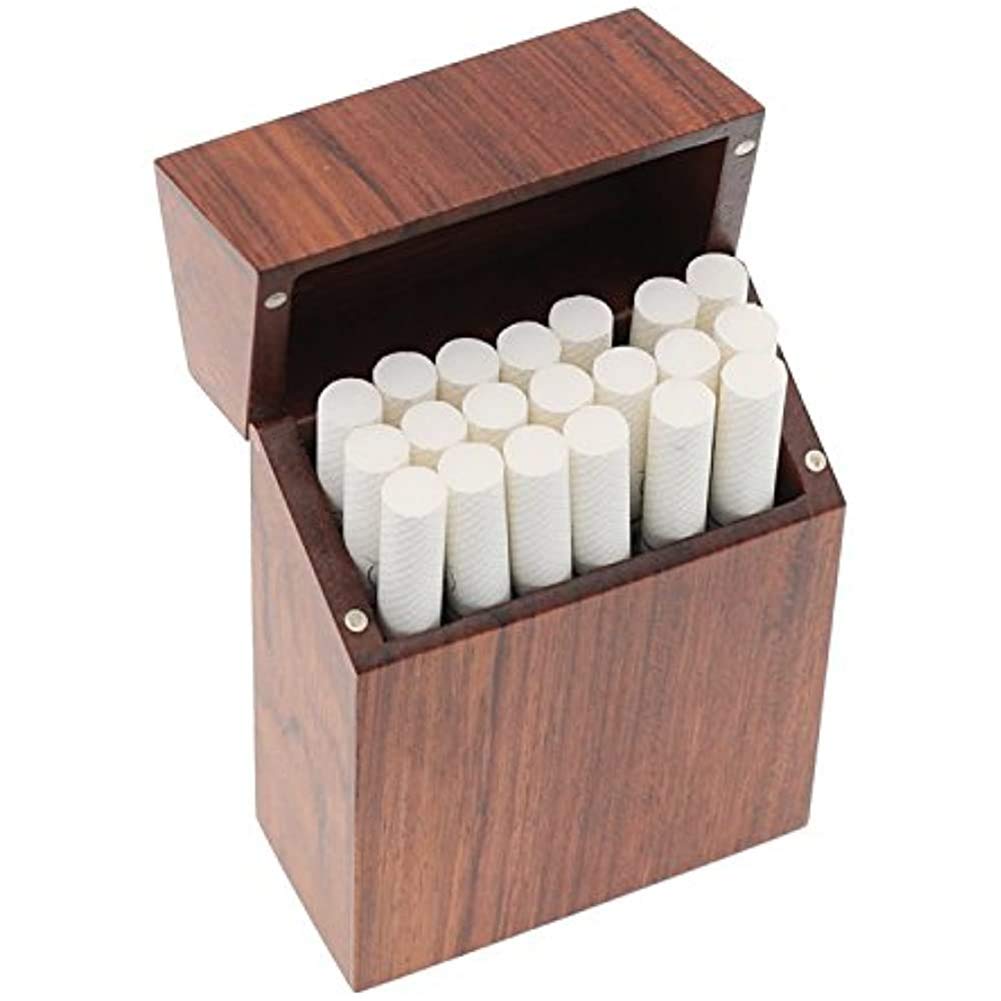 Vintage Wooden Cigarette Case with Flip Top - Portable Wooden Holder for 20 Cigarettes - Perfect for Travel, Outdoor & Everyday Use