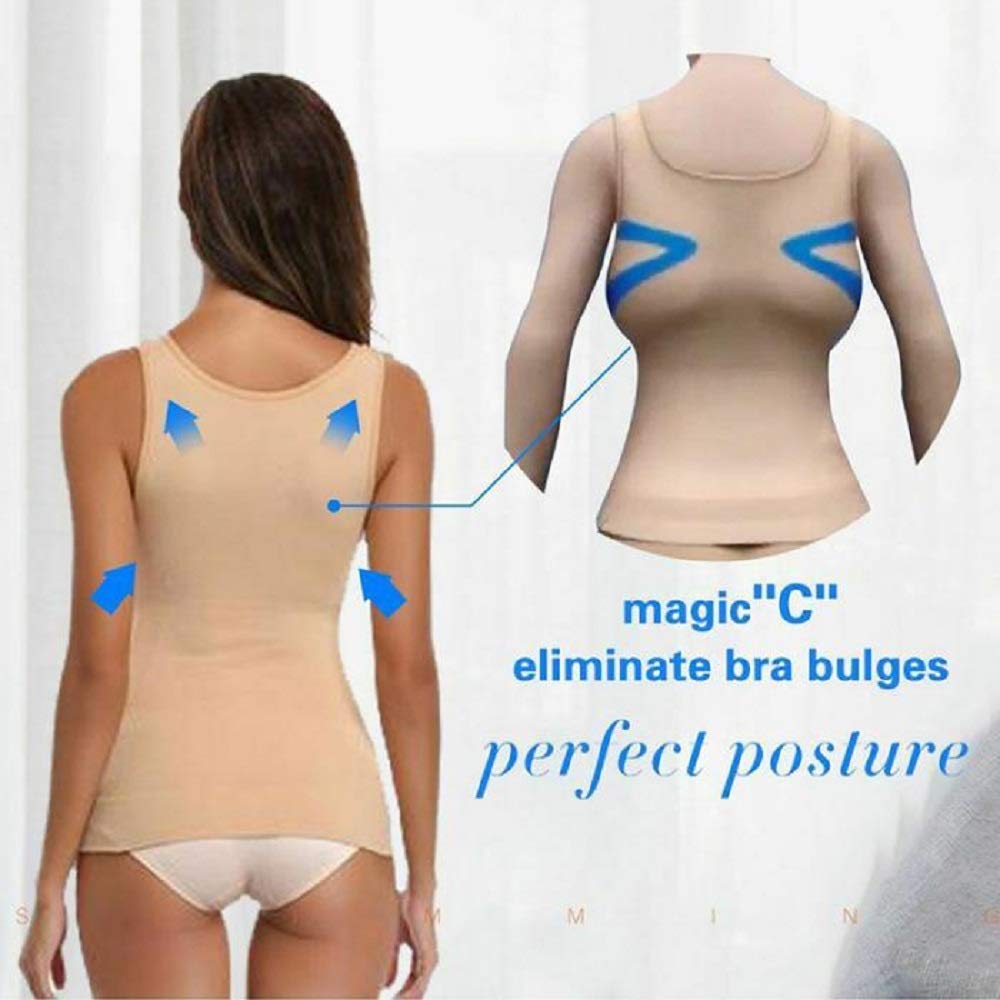 2 Pack Women's Shapewear Camisole - Seamless Slimming Cami Tank Top with Built-in Removable Pads | Comfortable Everyday Wear, Layering, Work & Special Occasions