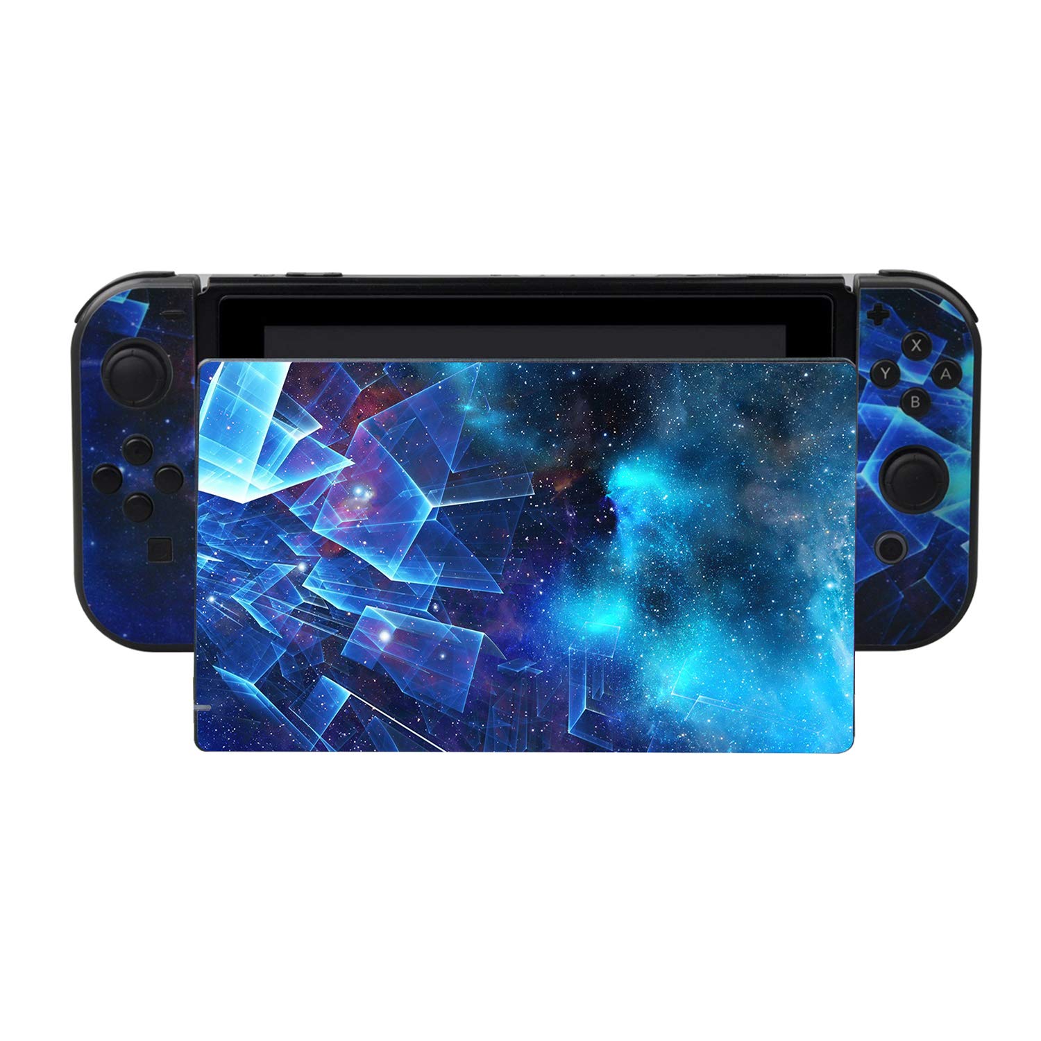 eXtremeRate Galaxy Skin Sticker for Nintendo Switch Console, Joycon & Dock with 2 Screen Protectors - Multi-Dimensional Design for Gaming Protection & Customization | Perfect for Switch Accessories, Gaming Setup & Personalization