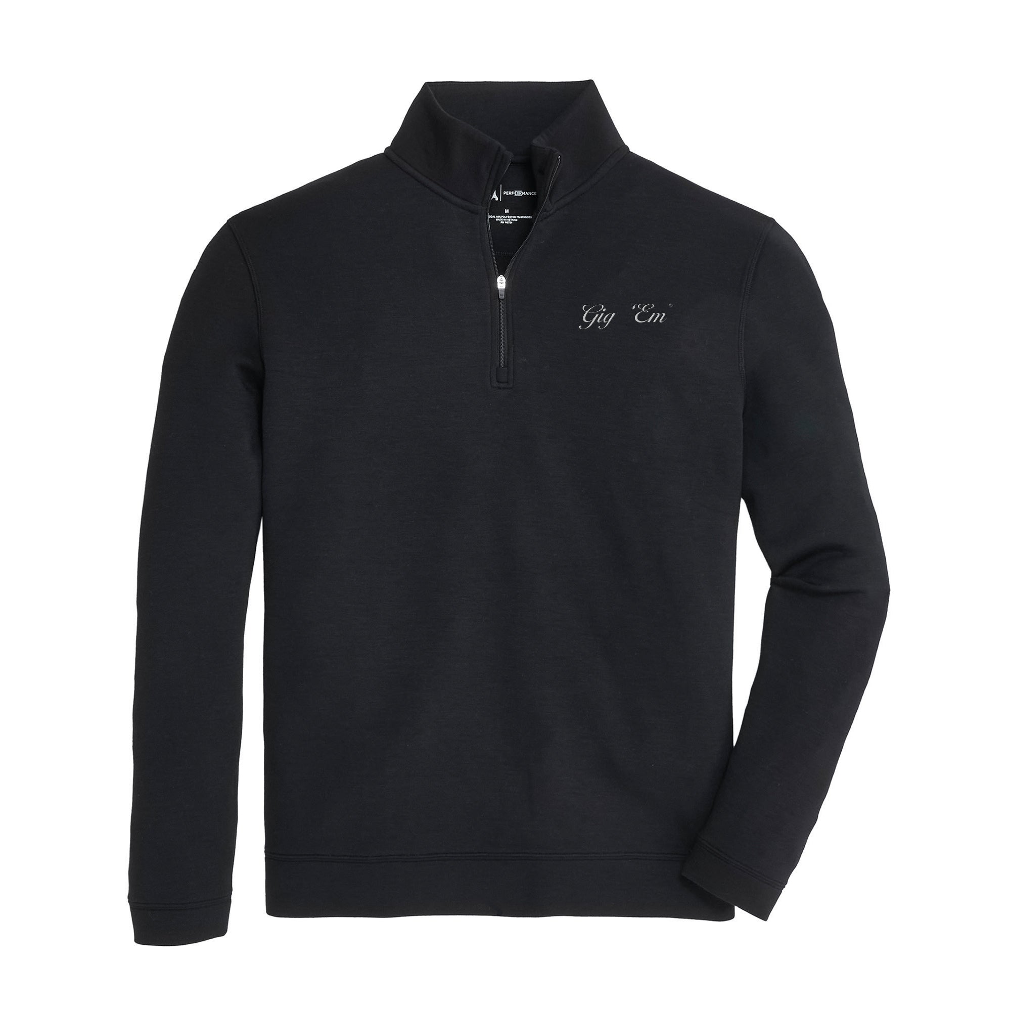 Gig 'Em Vintage Script Yeager Performance Pullover Hoodie - Black | Comfortable & Stylish for College, Workout & Casual Wear