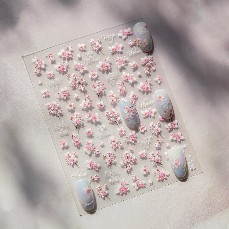 Spring Flowers Blooming Sakura Nail Stickers - Cherry Blossom Nail Art Decals for DIY Manicure | Perfect for Spring Parties, Weddings & Nail Salon Designs