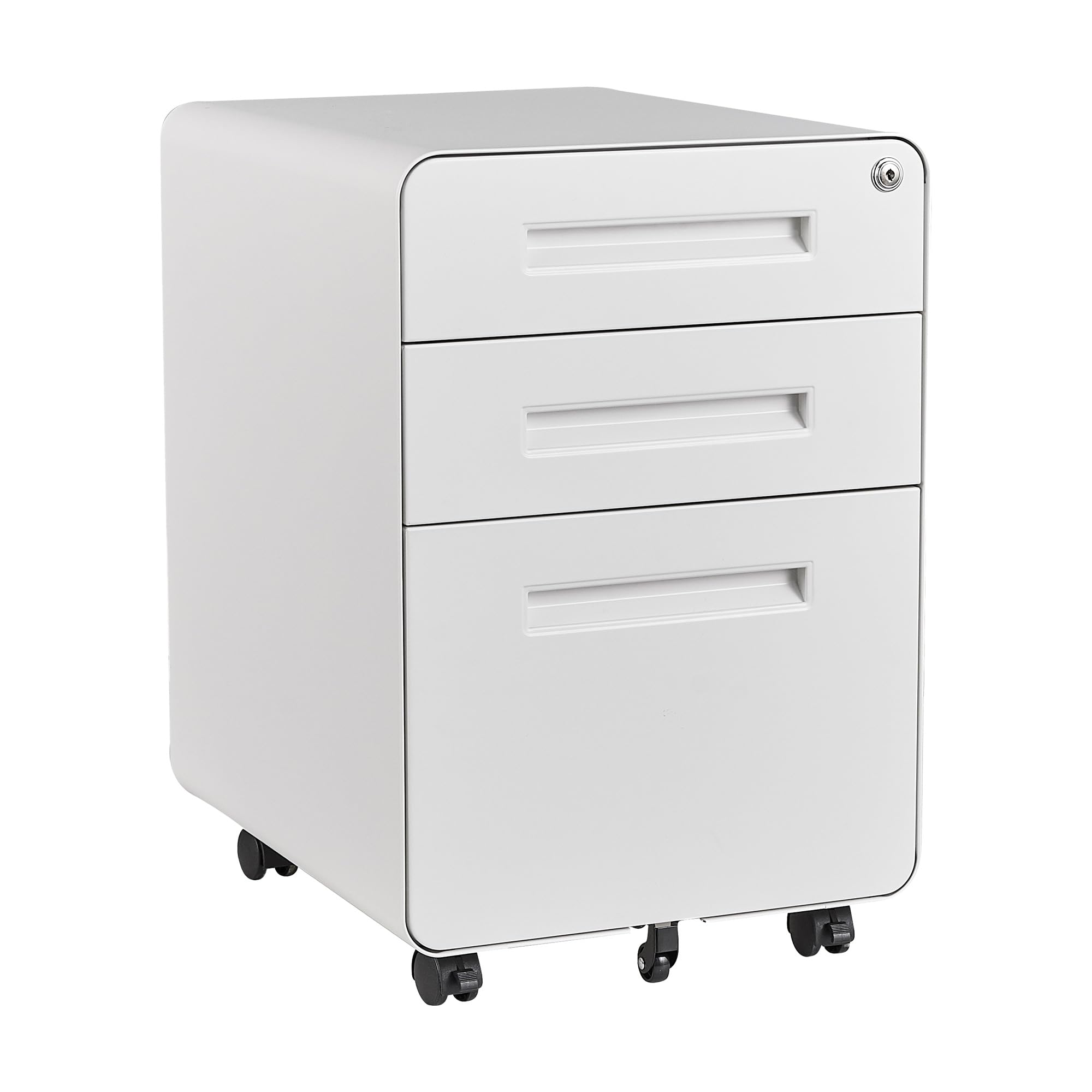 STANI 3-Drawer Metal Filing Cabinet with Lock - Legal/Letter Size Mobile Storage Cabinet for Home & Office - Fully Assembled (Wheels Not Included) - White - Perfect for Document Organization & Workspace Storage