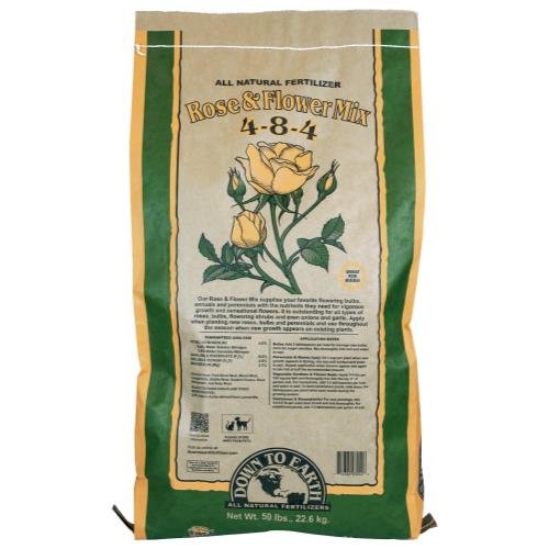 Down To Earth Organic Rose & Flower Fertilizer Mix - 50 lb Bag for Blooming Gardens, Flower Beds & Landscaping