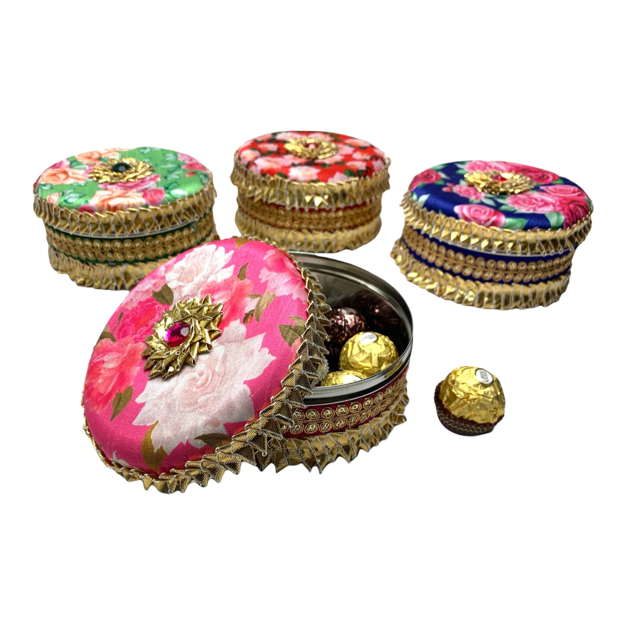 LoveNspire Decorative Gotta Steel Ladoo Box - Elegant Indian Sweet Box for Wedding, Housewarming & Festivals - Perfect Pooja Favor, Shagun Gift for Friends, Family & Guests - Ideal for Bridesmaid Gifts & Special Occasions