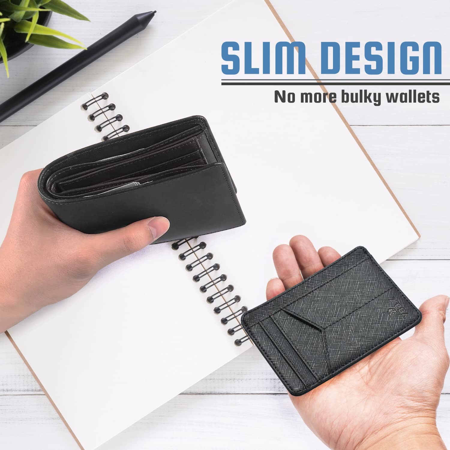Slim RFID Wallet for Men & Women - 8 Card Slots, Carbon Fiber Leather for Travel & Daily Use