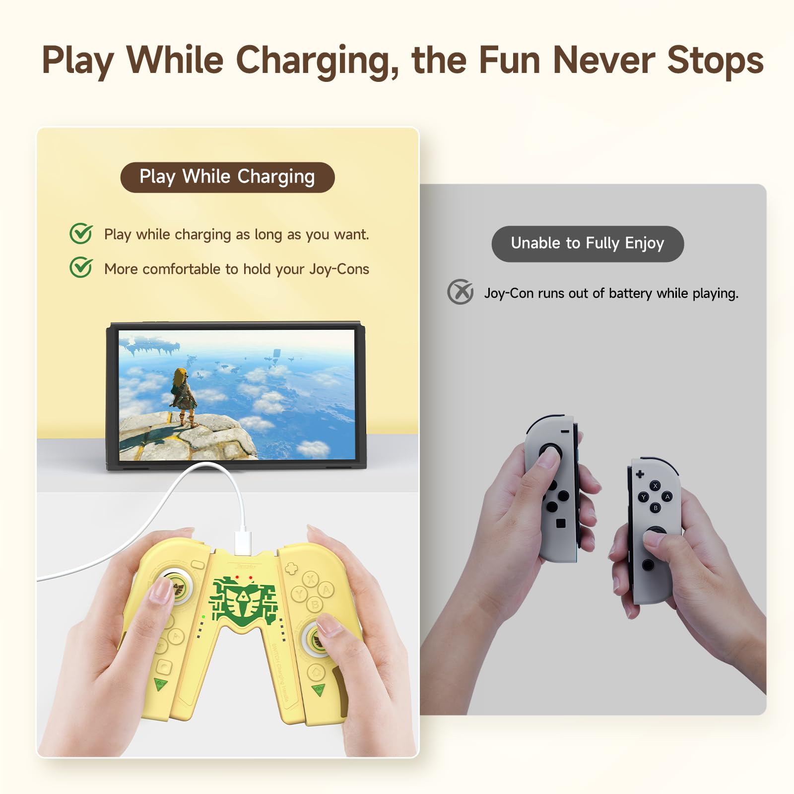 Nintendo Switch Joy-Con Accessories Kit - Joycon Charging Grip with USB Cable, Protective Case & Thumb Grip Caps (Yellow) | Enhance Gaming Experience for Nintendo Switch OLED & Lite | Perfect for Travel, Parties & Family Game Nights