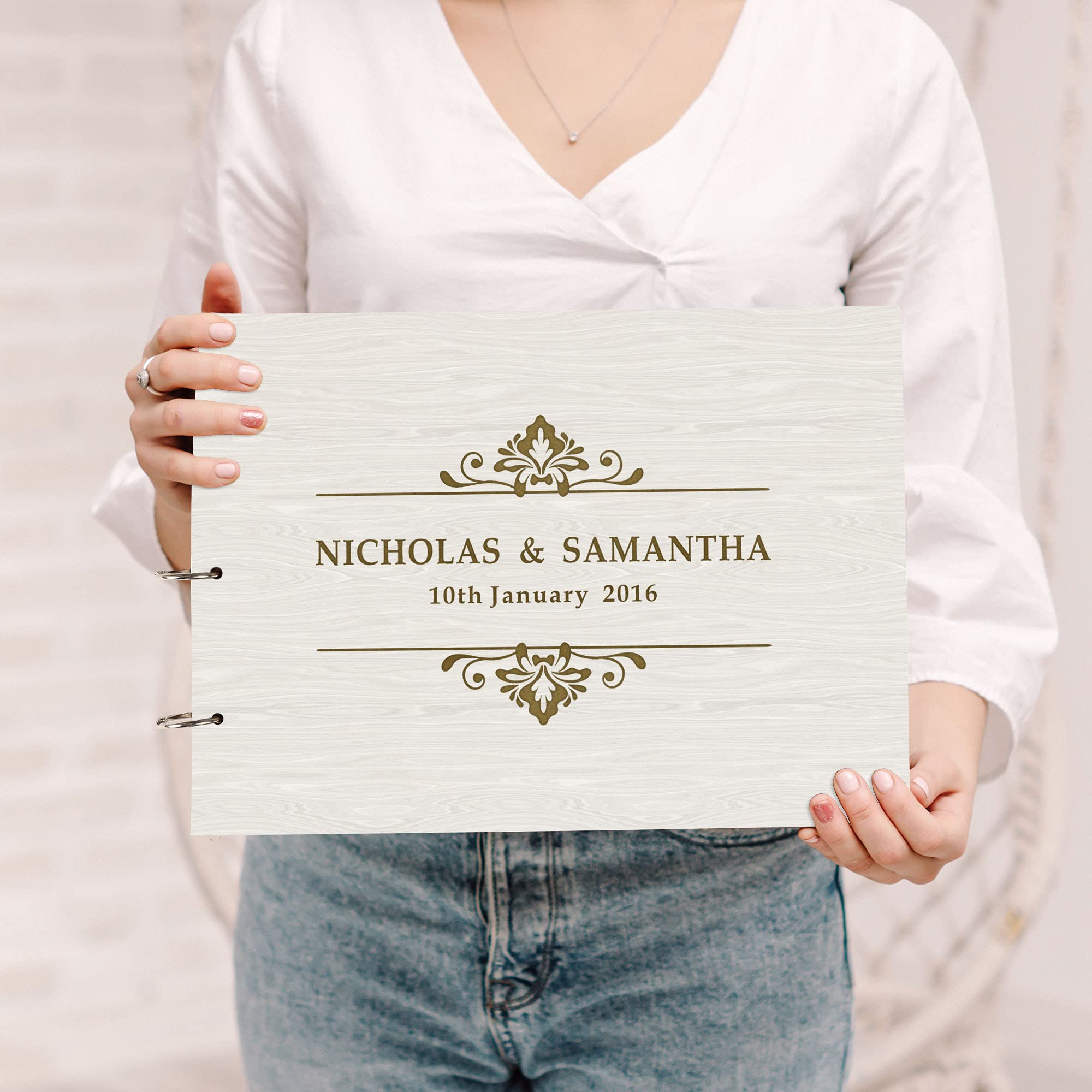 Personalized Engraved Wooden Wedding Guest Book - Laser Cut Custom Sign-in Registry for Bridal Shower, Anniversary & Reception - Unique Keepsake for Couples & Guests
