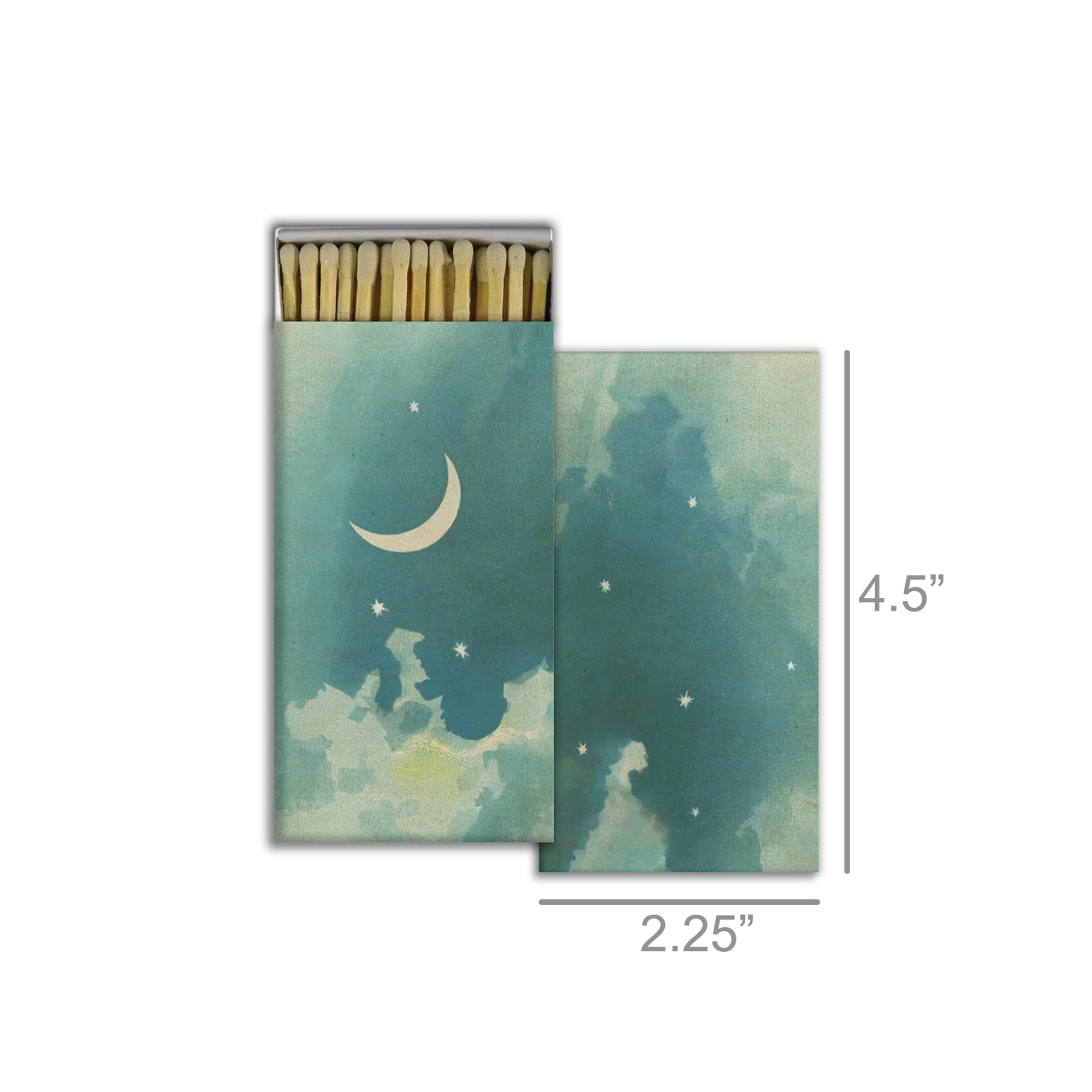 Moon and Stars Decorative Matchbox with Wooden Matches - Premium Fire Starter for Candles, Fireplaces, Campfires & Outdoor Cooking | Gift Idea for Home Decor & Romantic Ambiance