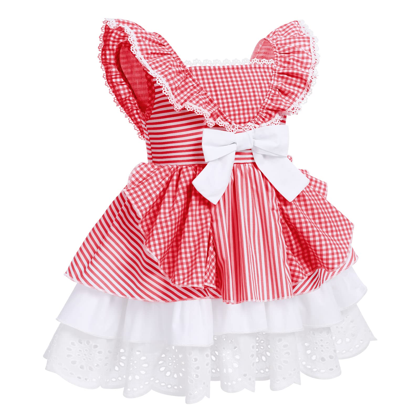 Adorable Baby Girl Plaid Dress - Cute Toddler Sleeveless Gingham Dress with Ruffle Lace Trim | Princess Birthday Party Outfit & Pageant Dress for Special Occasions