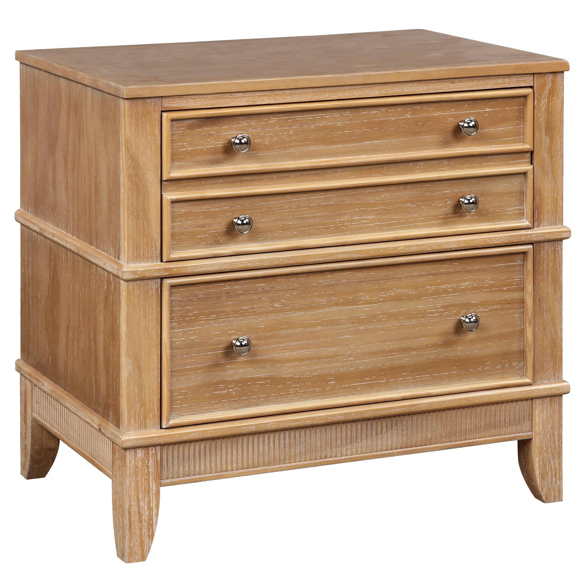 Modern Solid Wood Nightstand with 3 Drawers - Storage End Table for Bedroom & Living Room - Natural Wood Bedside Cabinet - Perfect for Small Spaces, Apartment Furniture & Home Organization