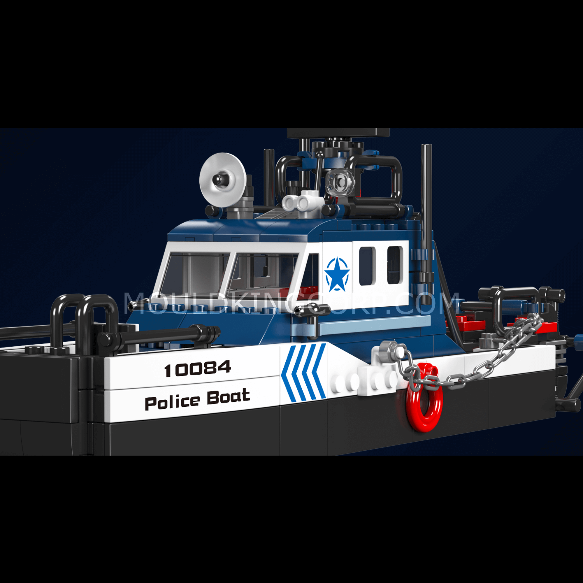 Mould King 10084 Police Boat Building Blocks Set - 413 Pieces STEM Toy for Kids, Creative Construction Model Kit for Boys & Girls | Perfect for Birthday Gifts, Educational Play & Display Collection