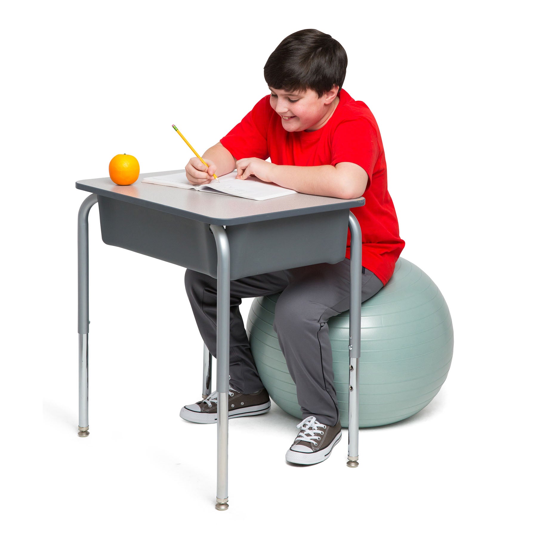 Bouncyband 55cm Balance Ball - Dynamic Silver Stability Ball for Active Sitting, Office & Home Workout, Yoga & Fitness - Improves Posture & Core Strength