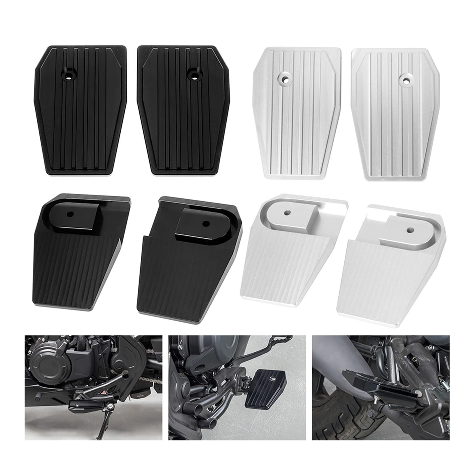 Honda Rebel CMX500 CMX300 2017-2020 Motorcycle Billet Wide Foot Pegs - Silver Replacement Pedals & Foot Rests for Comfort & Style - Perfect for Long Rides & Custom Upgrades