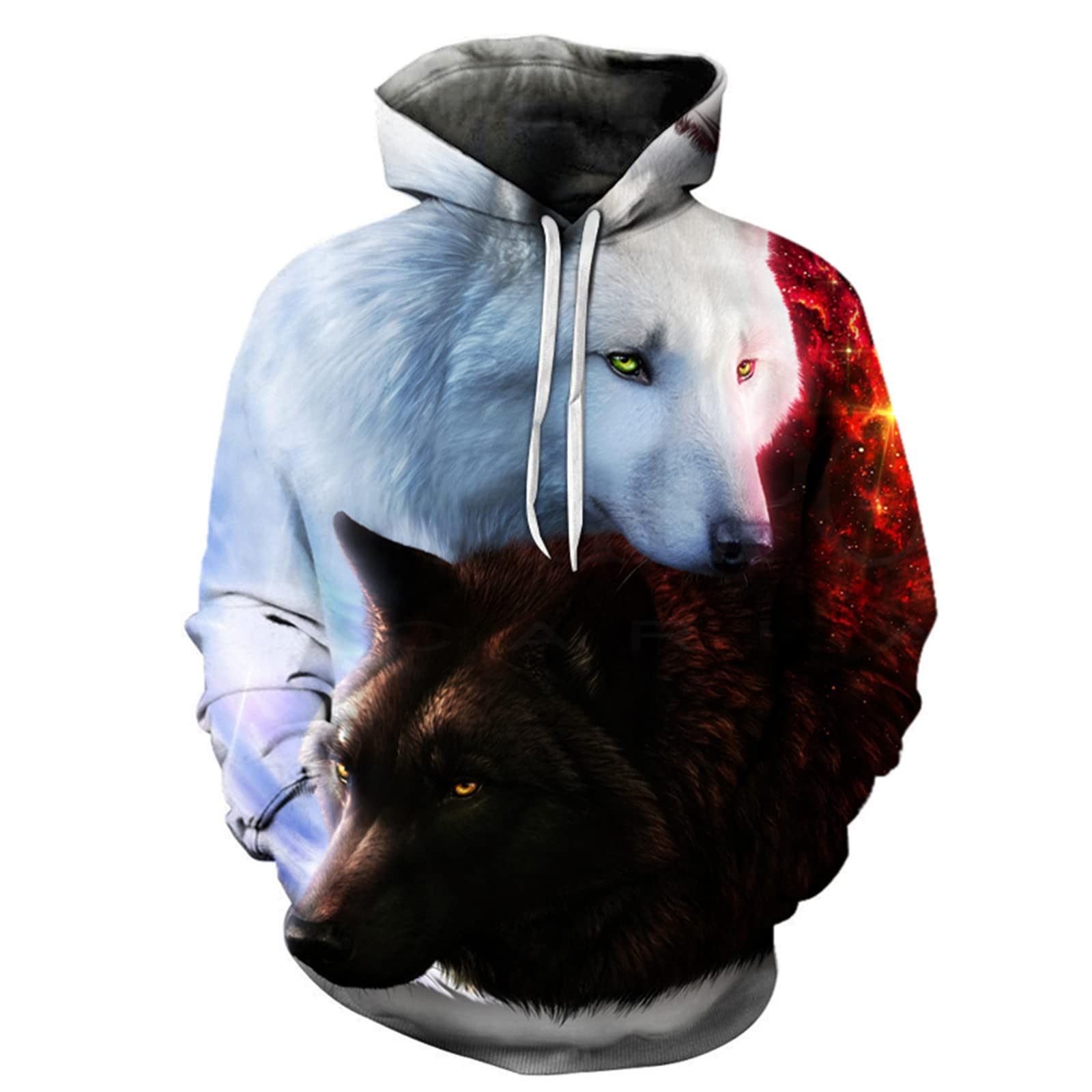Cool Wolf Hoodies for Men & Women - Stylish Bright Wolf Print Pullover Sweatshirts for Spring & Autumn | Perfect for Casual Wear, Outdoor Activities & Street Fashion