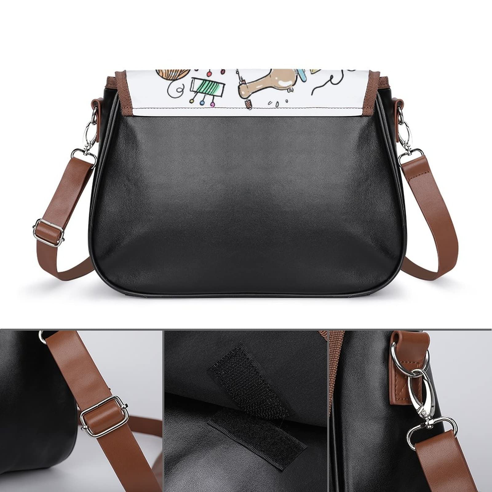 Trendy Printed Crossbody Bags for Women - Fashionable Leather Shoulder Bag & Satchel Hobo Purse with Doodle Design | Perfect for City Travel, Shopping & Daily Use