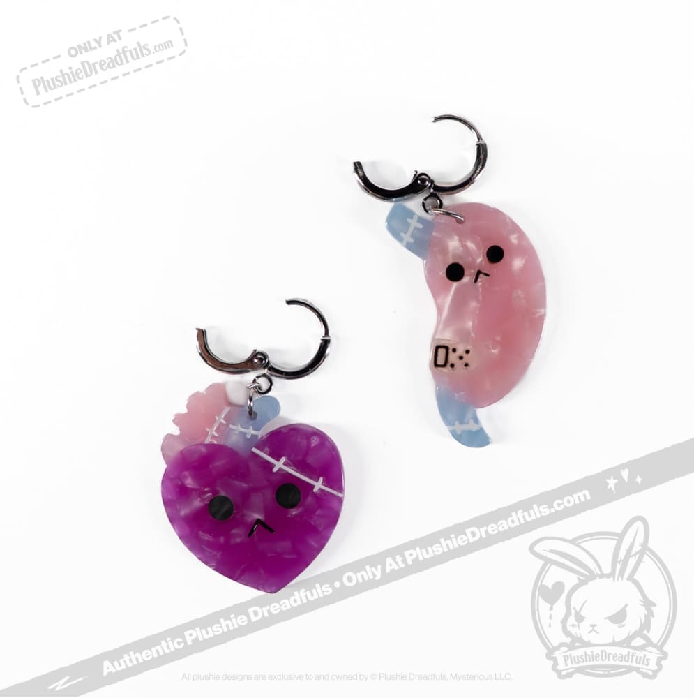 Stylish Bone Organizer Heart & Stomach Earrings - Unique Anatomical Jewelry for Medical Students, Nurses, and Science Lovers - Perfect for Halloween, Costume Parties, and Anatomy-Themed Events