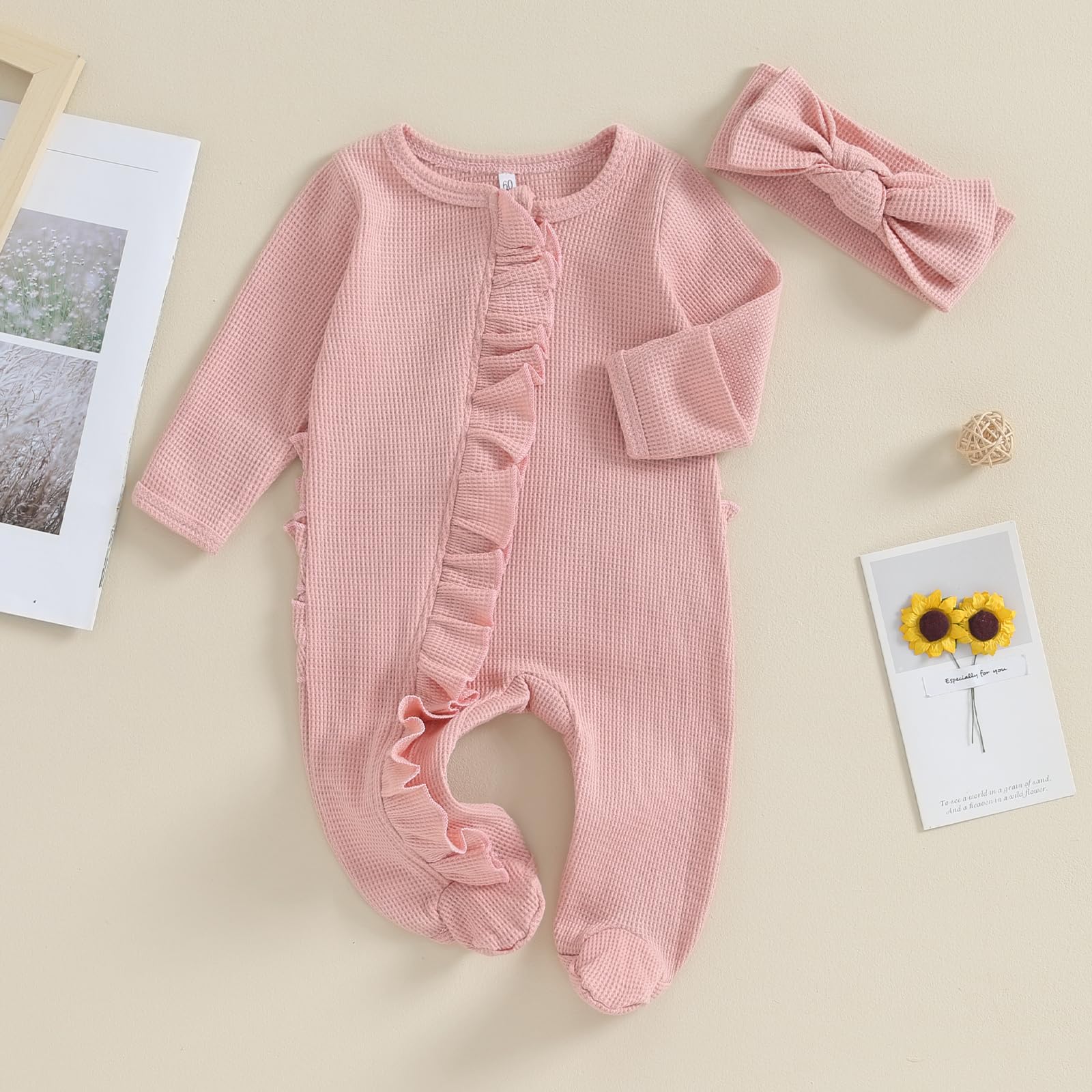 Newborn Coming Home Outfit - Soft Zip-Up Ruffle Romper Footie Bodysuit for Baby Girls & Boys | Perfect Hospital Photo & First Outfit Essential