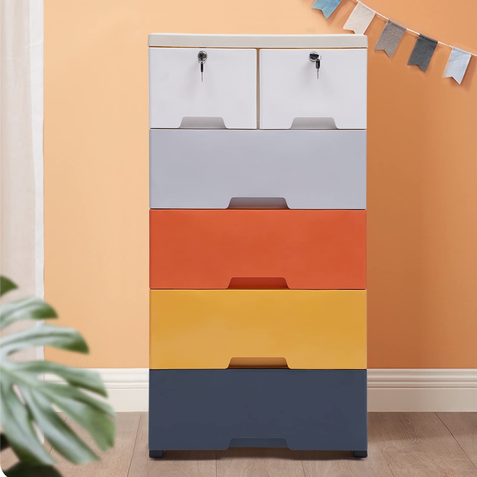 6-Drawer Plastic Storage Cabinet for Clothes - Tall Dresser Organizer for Bedroom, Playroom & Closet - Space-Saving Furniture for Kids' Room, Dorm & Office Organization