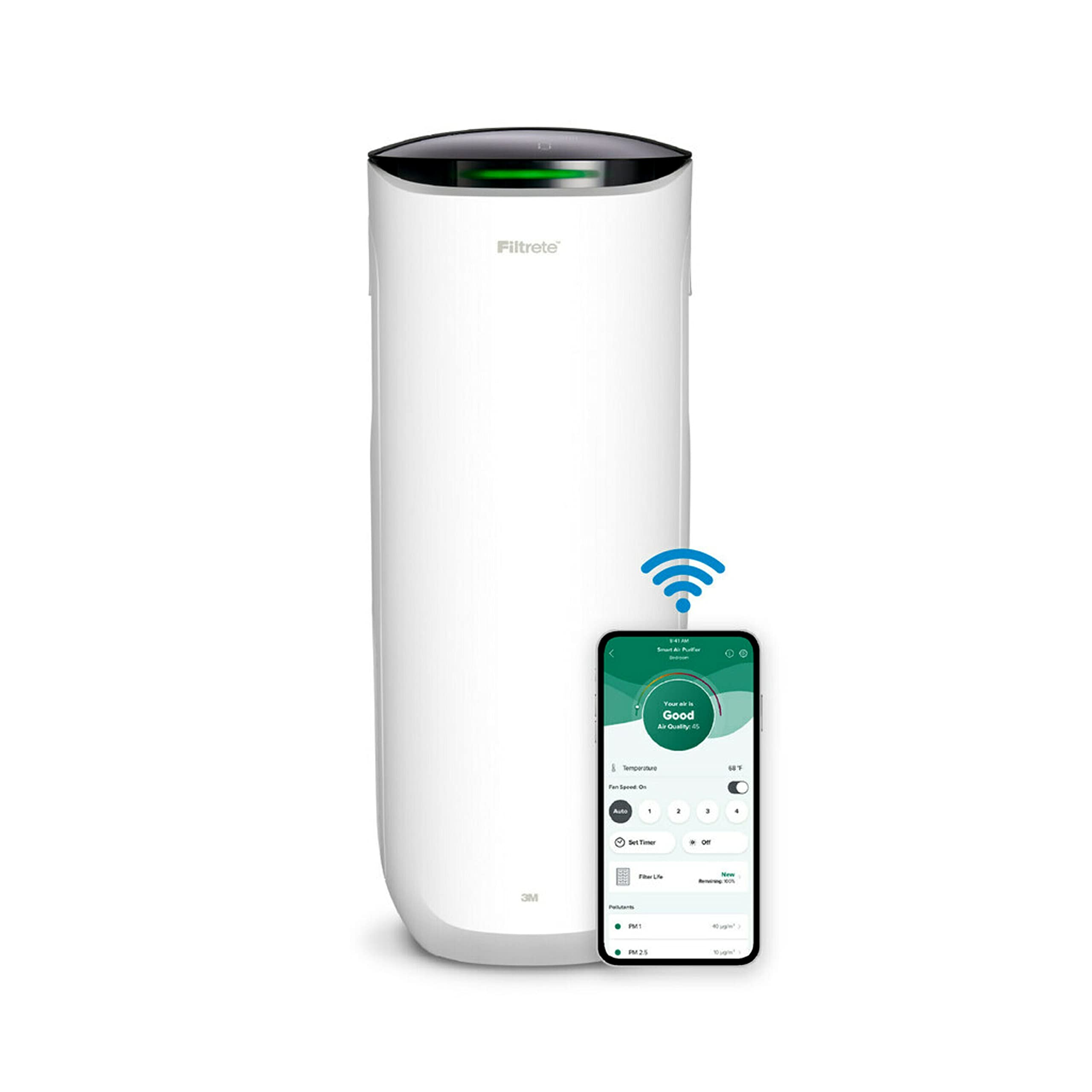 Filtrete Smart Air Purifier with True HEPA Filter for Allergens, Dust, Bacteria & Viruses - Covers 310 sqft Large Rooms, WiFi & Alexa Enabled, Auto Reorder - Perfect for Bedrooms, Living Rooms & Home Offices