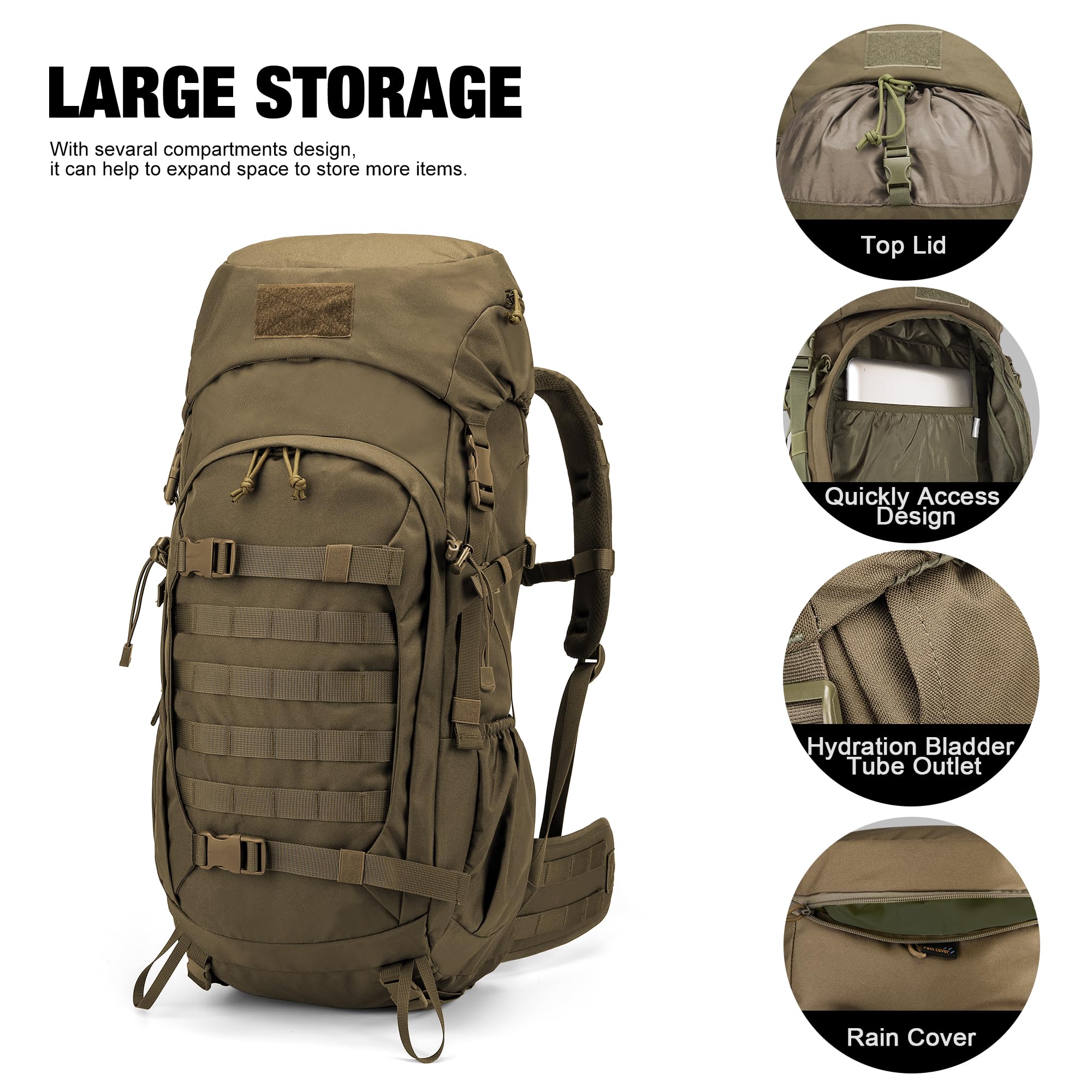 Mardingtop 50L Hiking Backpack with Rain Cover for Camping & Travel