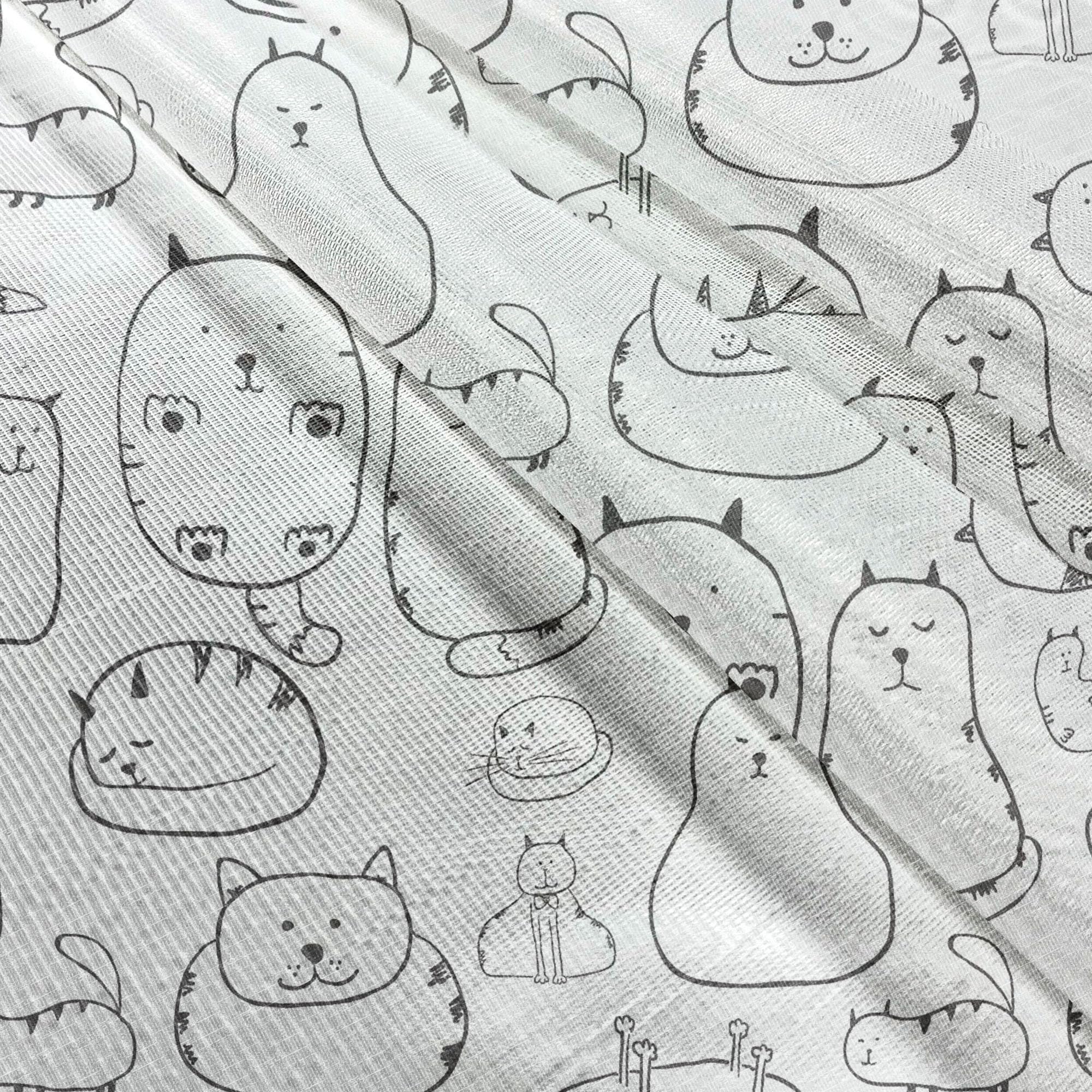 Ambesonne Black White Cat Tulle Curtains - 108