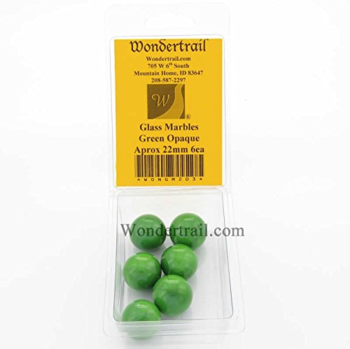 22mm Green Opaque Glass Marbles - Pack of 6 for DIY Crafts, Home Decor & Kids Games | WONGM203