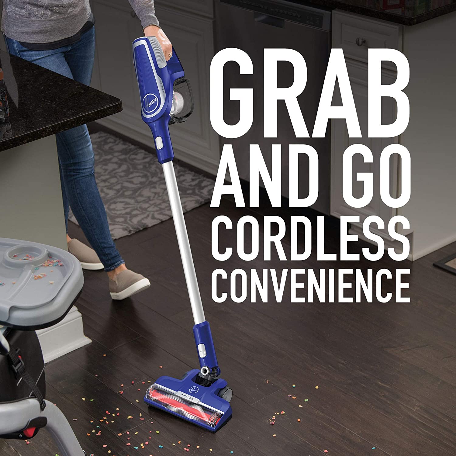 HOOVER Impulse BH53025CDI Cordless Stick Vacuum Cleaner - Lightweight & Powerful for Hardwood Floors, Carpets & Pet Hair | Perfect for Home Cleaning & Quick Pickups