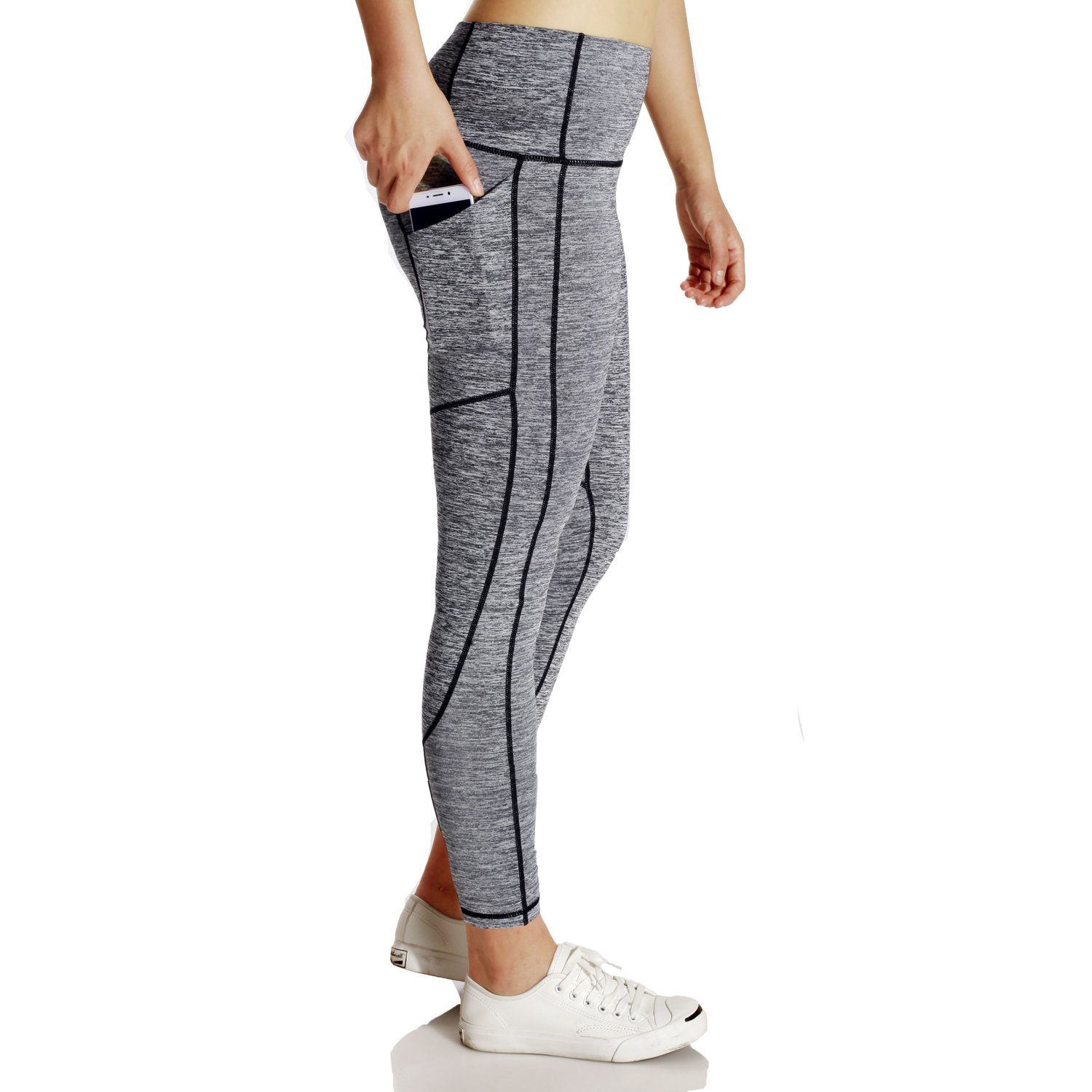 Miweel Women's High Waist Yoga Pants with Pockets - Tummy Control Workout Leggings for Running, Gym & Yoga - 4-Way Stretch Capri Tights - Perfect for Fitness, Lounge & Everyday Wear