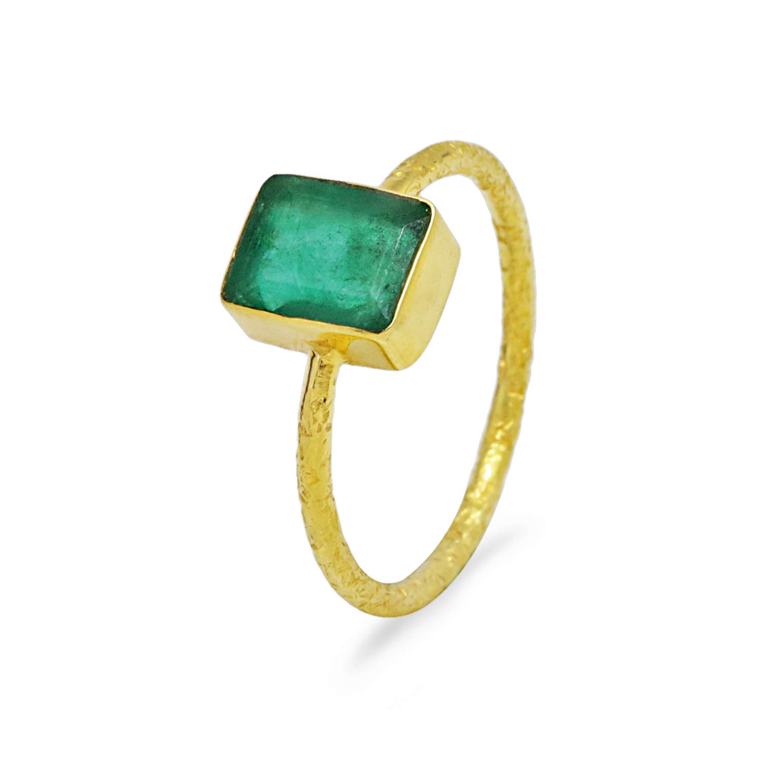 18K Yellow Gold Square Emerald Ring for Women - 1.54 Carat Genuine Certified Emerald Gemstone Engagement & Wedding Jewelry Gift - Perfect for Proposals, Anniversaries, and Special Occasions