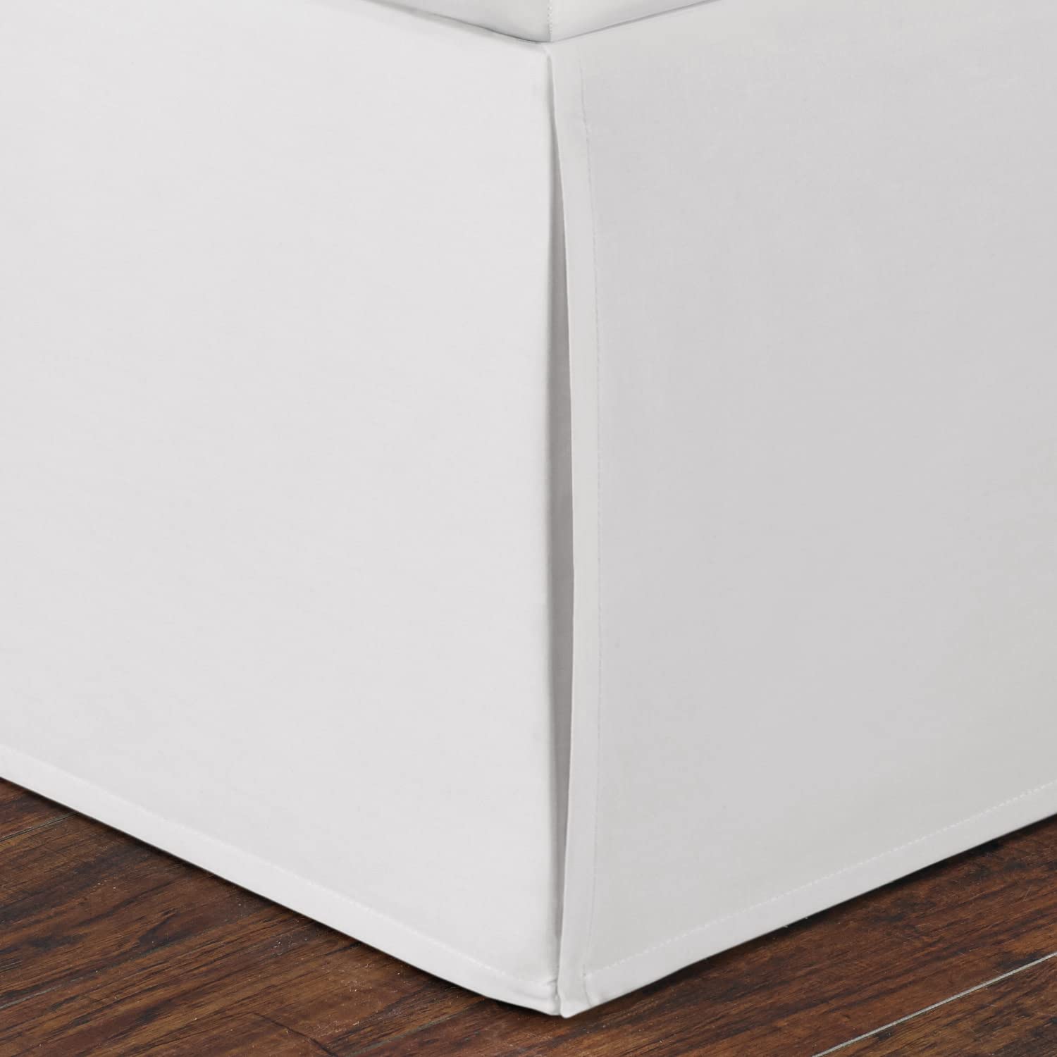 Nautica Cotton 15-Inch Tailored Full Bed Skirt - Split Corners for Easy Fit, Solid White - Perfect for Home Decor & Bedroom Styling
