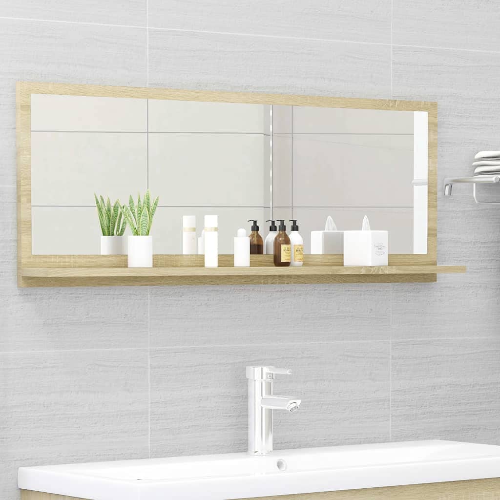 Modern Bathroom Vanity Set with Mirror - Sonoma Oak 39.4
