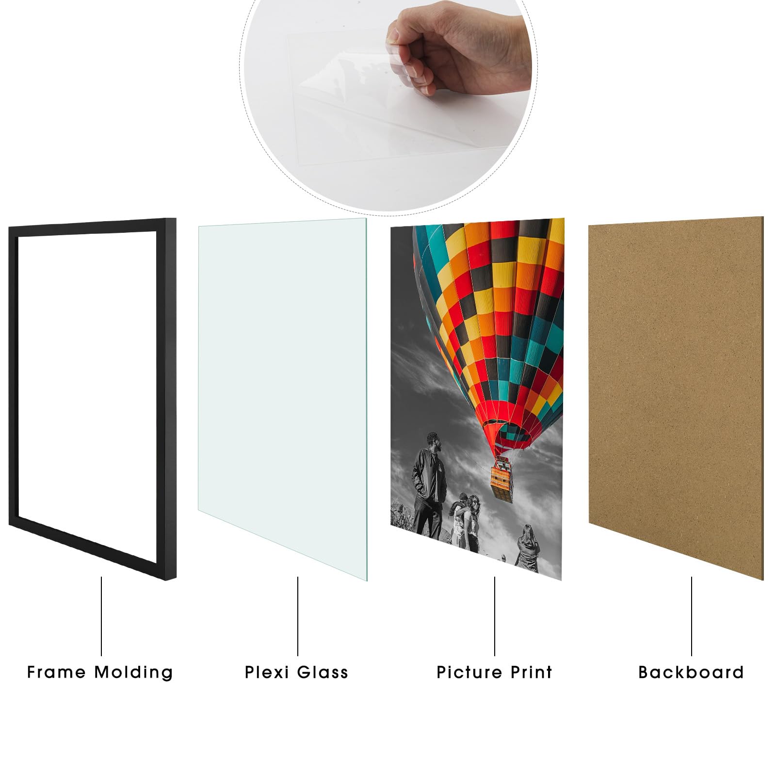 12x18 Poster Frame Set of 8 - Golden State Art Wall Display Frames with Plexiglass & Engineered Wood, Horizontal or Vertical Hanging with Sawtooth Hangers - Perfect for Home Decor, Office Art Display & Photo Gallery Wall Arrangement