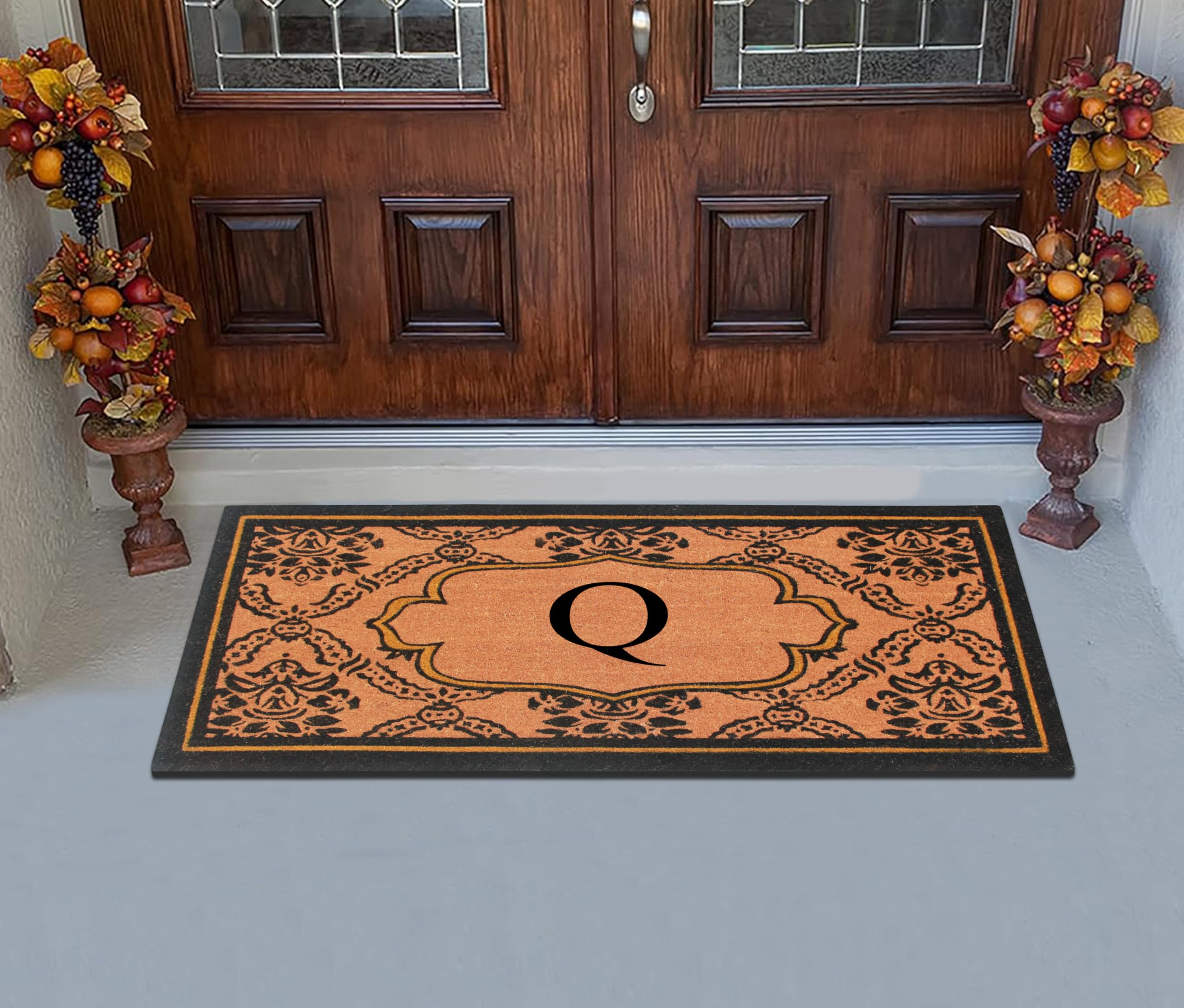Premium Natural Coir Monogrammed Door Mat 30x60 - Heavy Duty, Anti-Shed & Durable Outdoor Entrance Mat - Thin Profile, Easy to Clean, Long Lasting - Perfect for Front Door, Porch, Patio or Mudroom Entryway