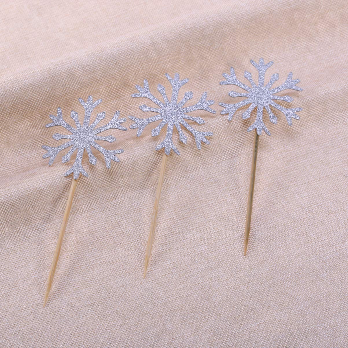 FOMIYES 60pcs Snowflake Cupcake Toppers - Elegant Wedding Cake Decorations, Dessert Toppers, Floral Picks for Baby Shower & European American Style Parties | Perfect for Wedding Cakes, Cupcakes, Dessert Tables & Holiday Celebrations