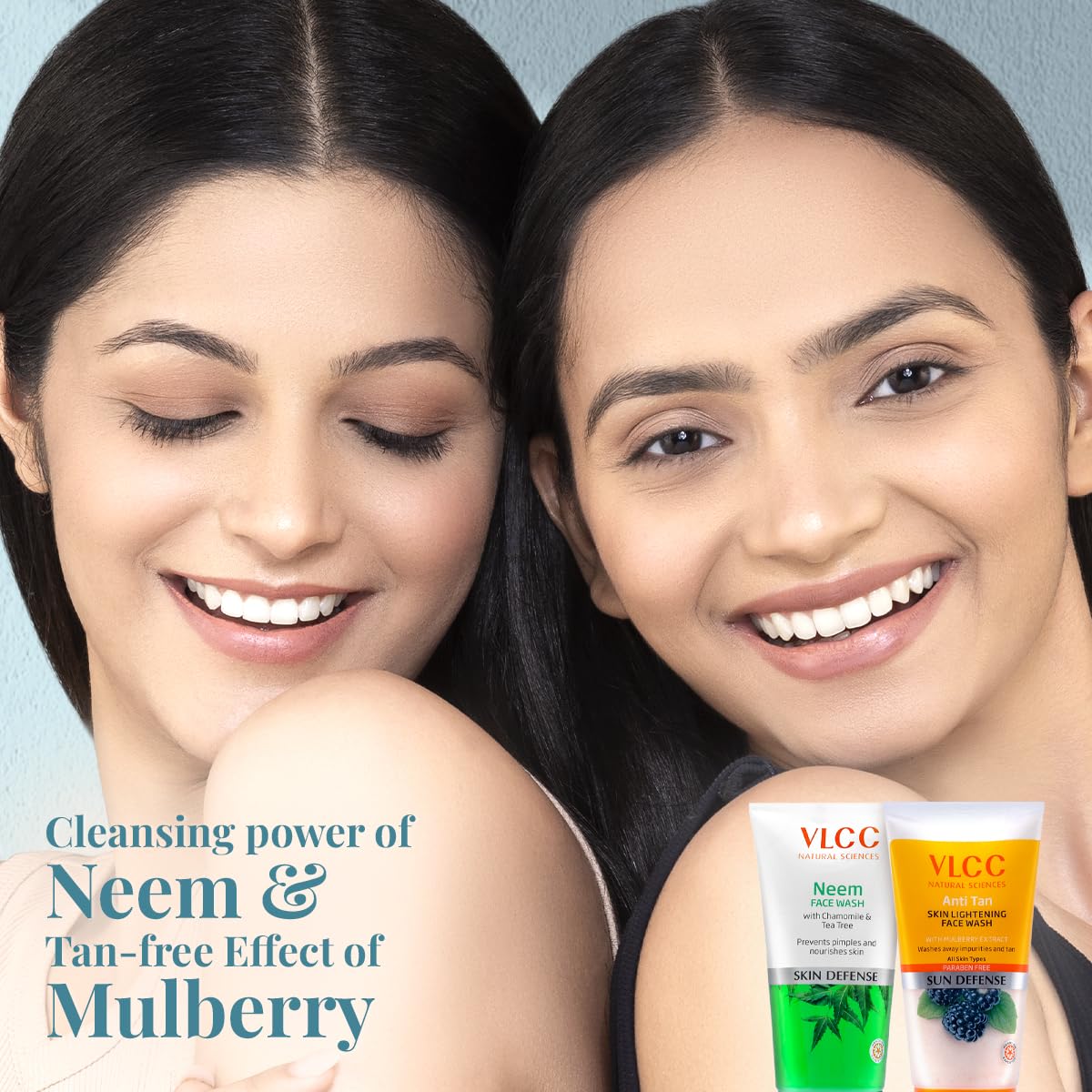 VLCC Neem Face Wash & Anti Tan Face Wash Combo - 150ml x 2 (300ml Total) - Buy 1 Get 1 Free - with Neem Extract, Chamomile Oil, Tea Tree Oil & Mulberry Extract - Deep Cleansing for Acne, Brightening for Dull Skin - Perfect for Daily Skincare Routine & Travel