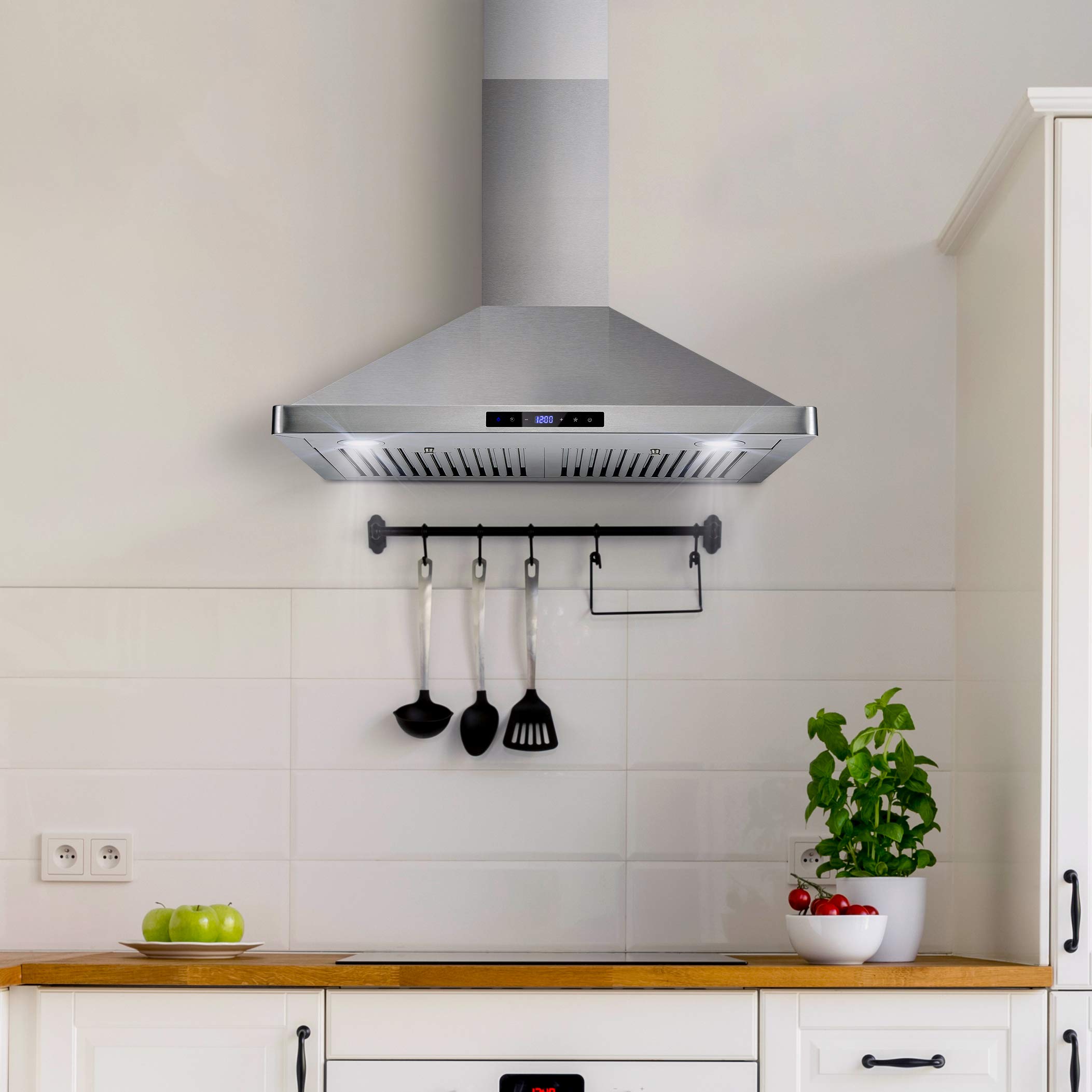 COSMO COS-63175S 30-inch Stainless Steel Wall Mount Range Hood - 380 CFM Ducted Ventilation with Touch Controls & LED Lights | Perfect for Modern Kitchens, Restaurants & Open-Concept Homes