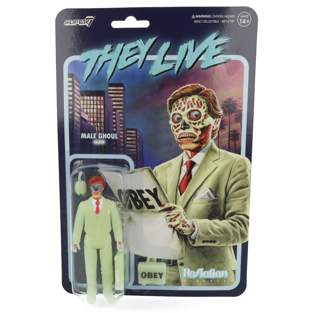 Male Ghoul Glow-in-the-Dark They Live ReAction Figure - Perfect for Horror Collectors, Movie Fans & Night Display