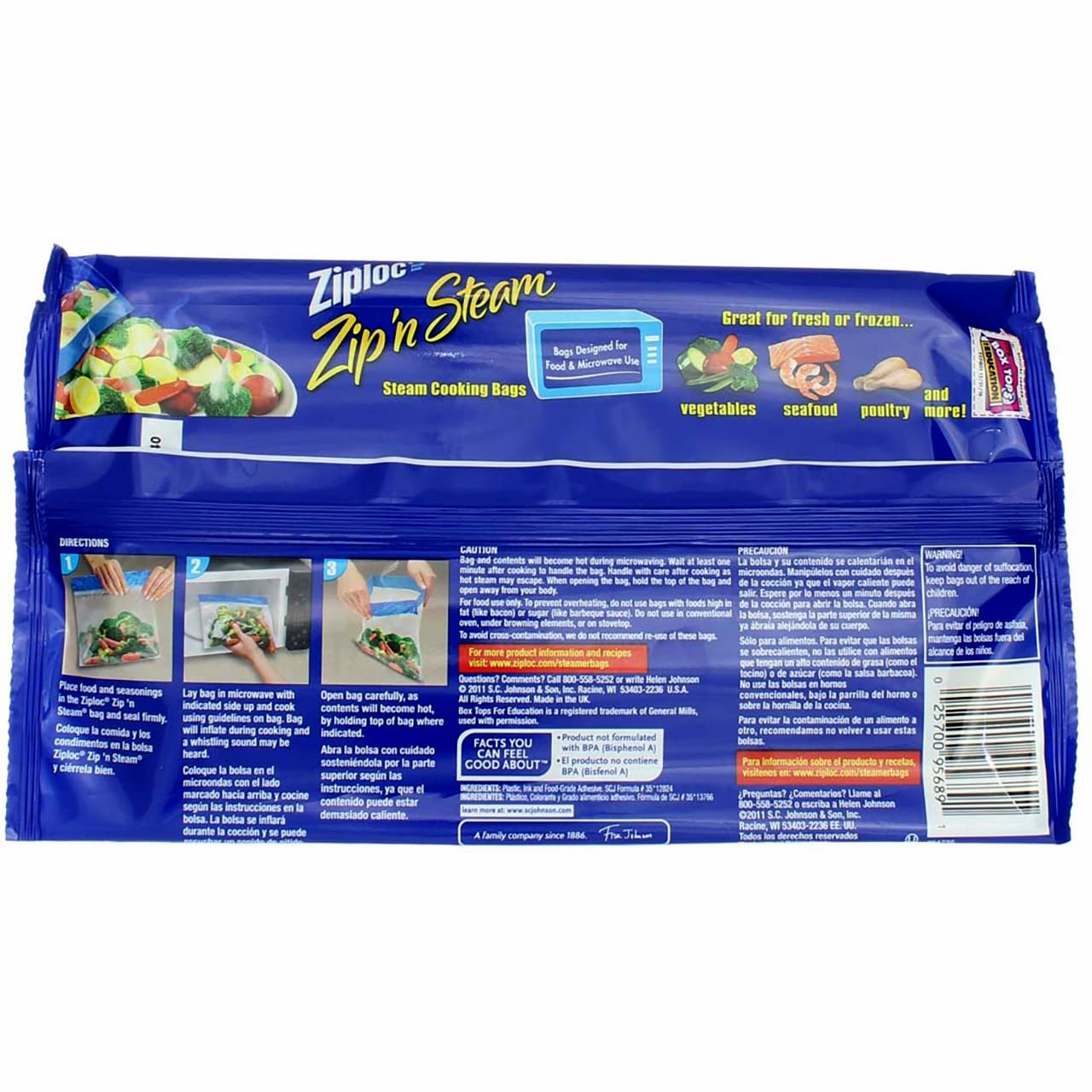 Ziploc Zip'N Steam Cooking Bags - Medium Size (10 Count, Pack of 4) | Microwave Safe Steam Bags for Healthy Cooking | Perfect for Vegetables, Fish & Meal Prep