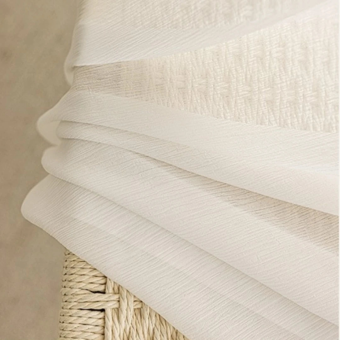 Vada Gauze Vertical Crinkle Custom Privacy Curtain - Light Filtering Window Treatment for Bedroom, Living Room & Nursery